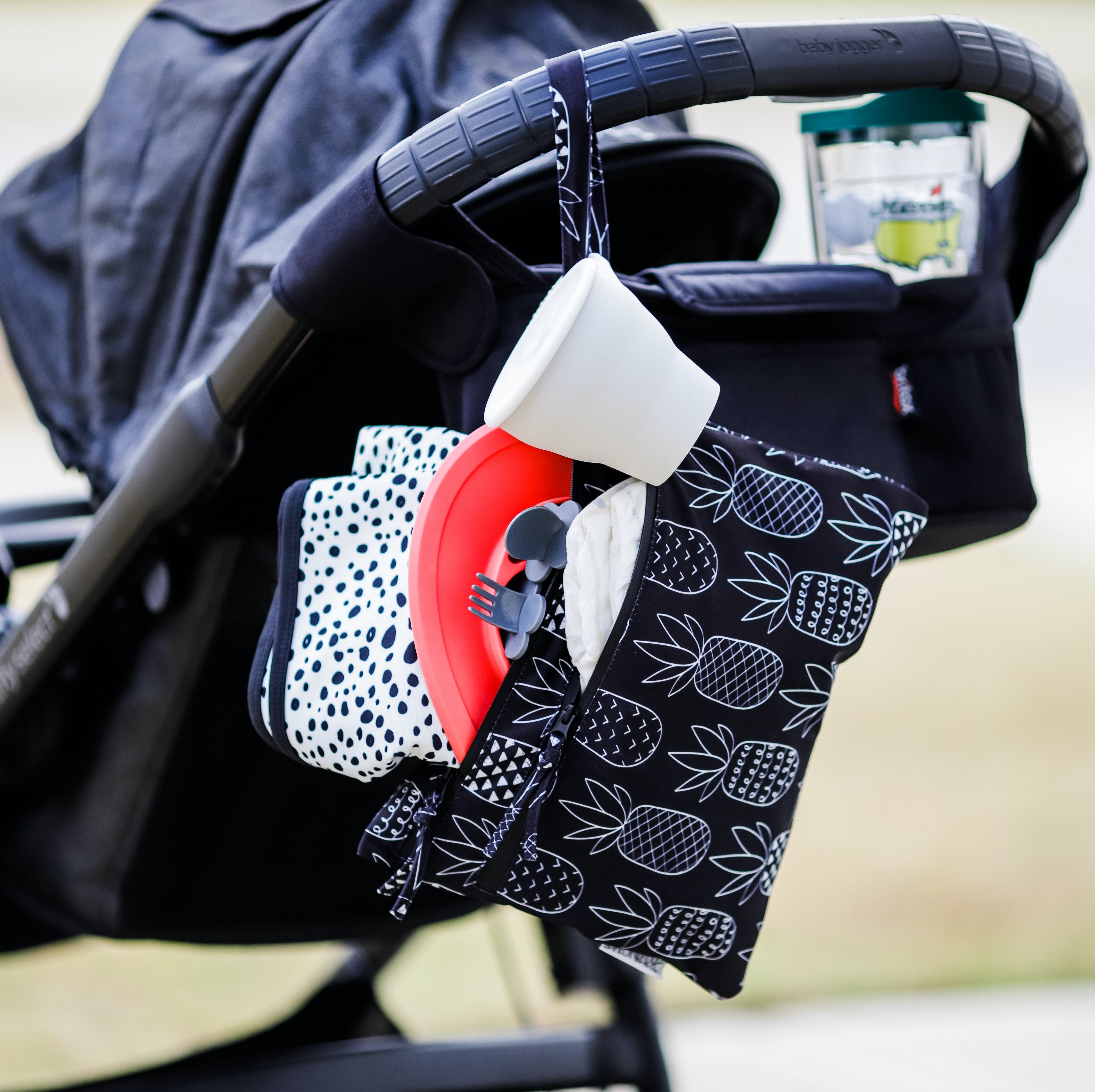 Pineapple Monochrome - Waterproof Wet Bag (For mealtime, on-the-go, and more!)  BapronBaby   