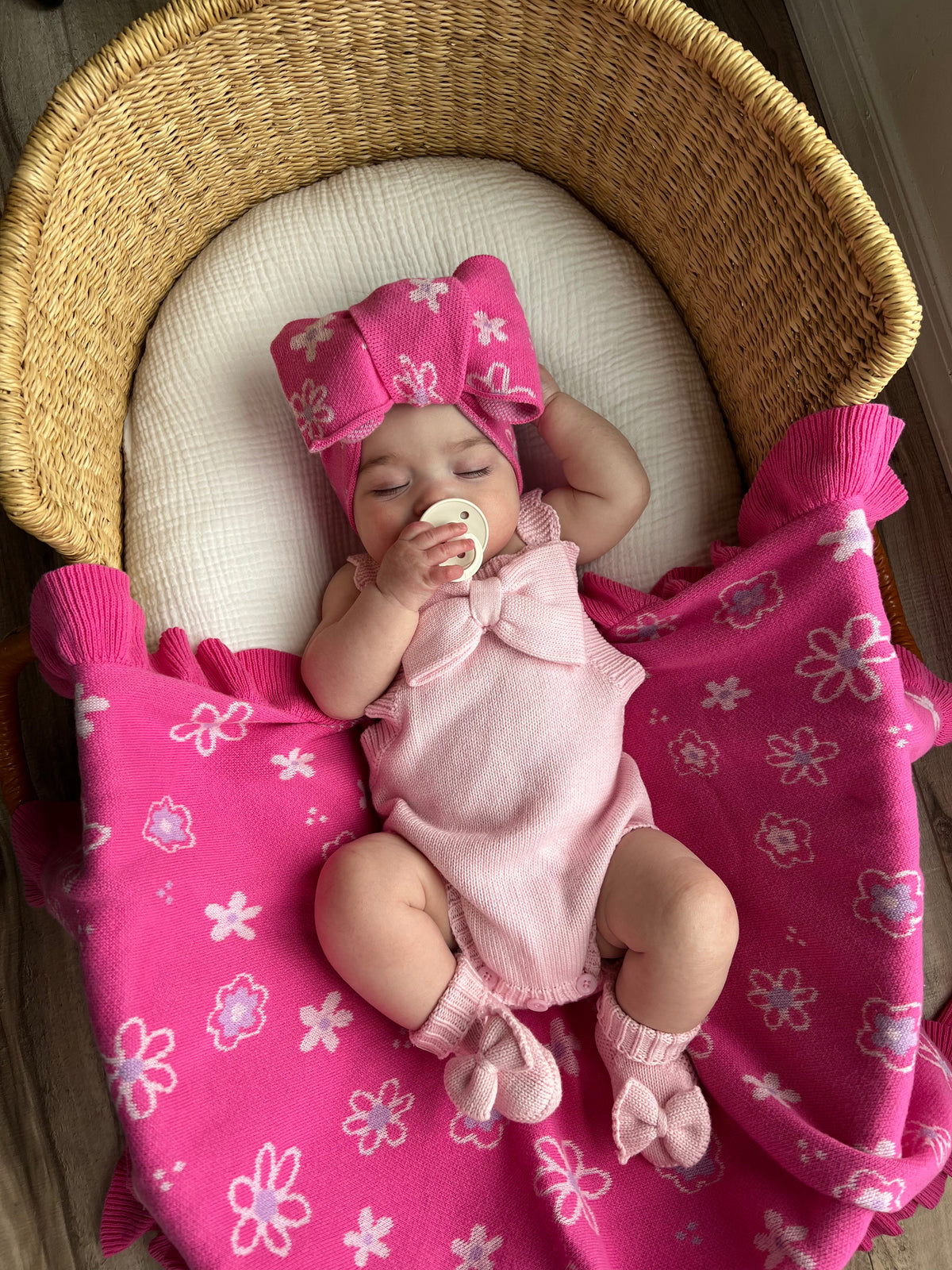 Oversized Bow Romper - Powder Pink