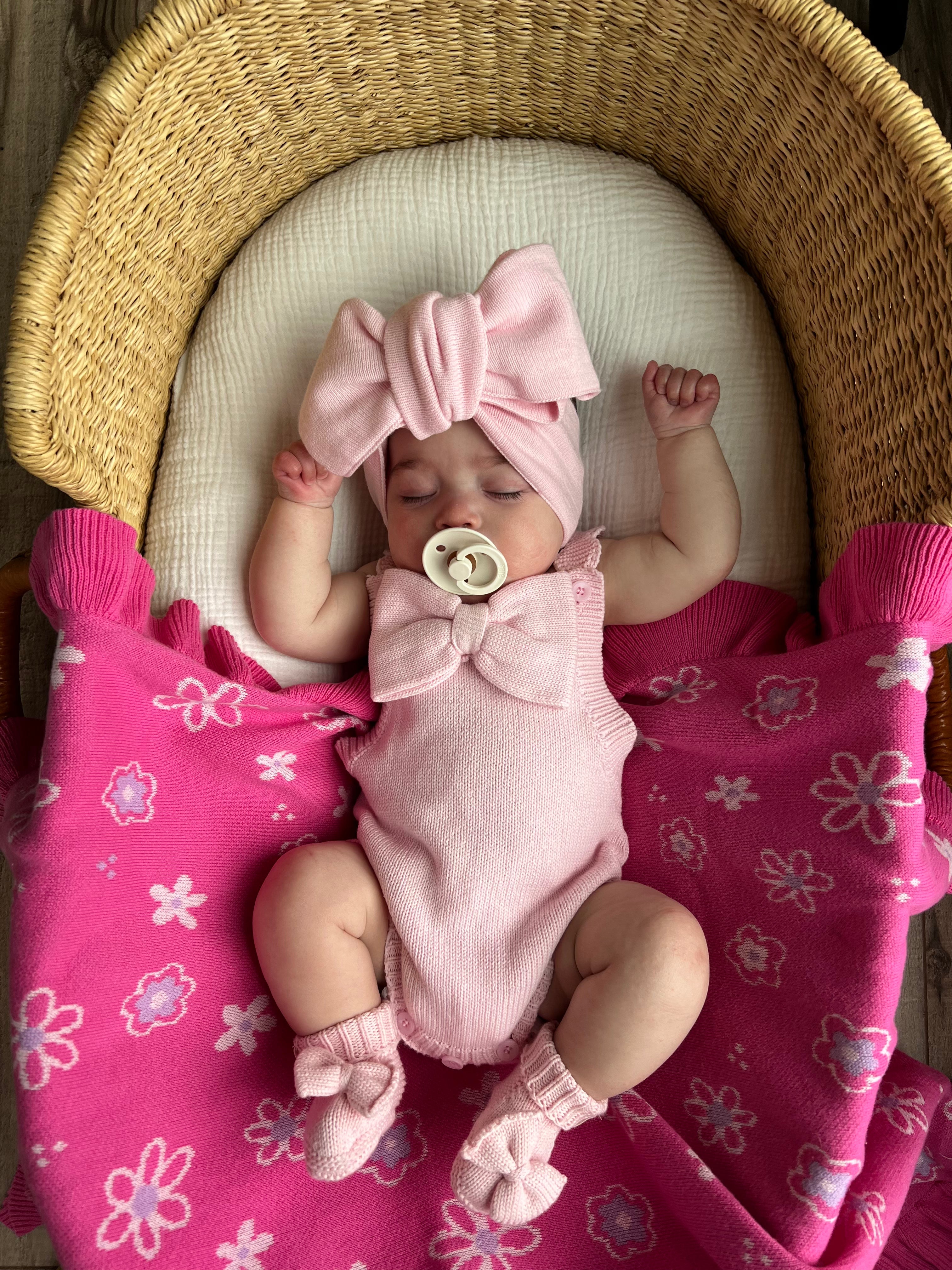Oversized Bow Romper - Powder Pink