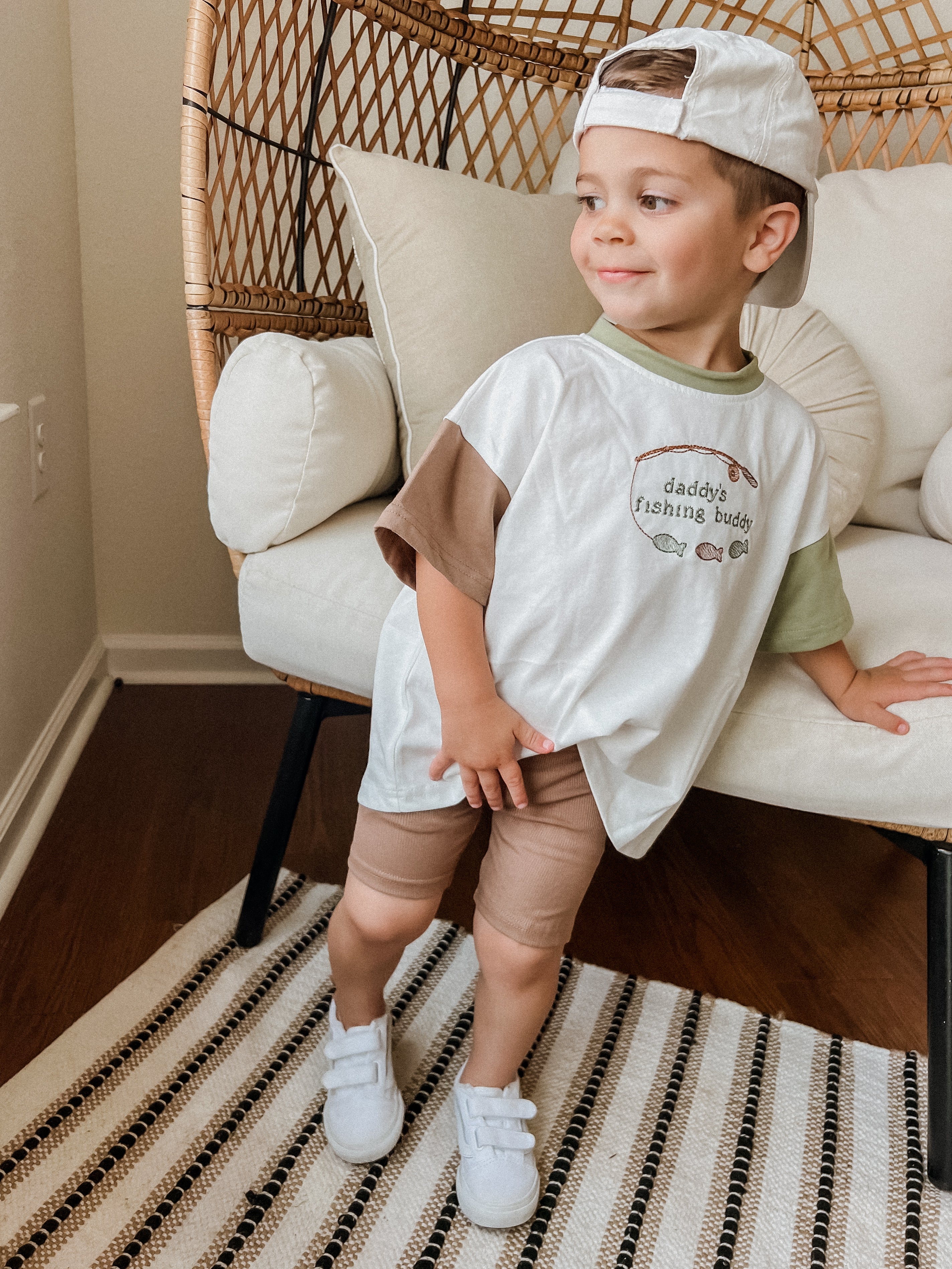 Custom Embroidered Colorblock Tee and Biker Shorts Set