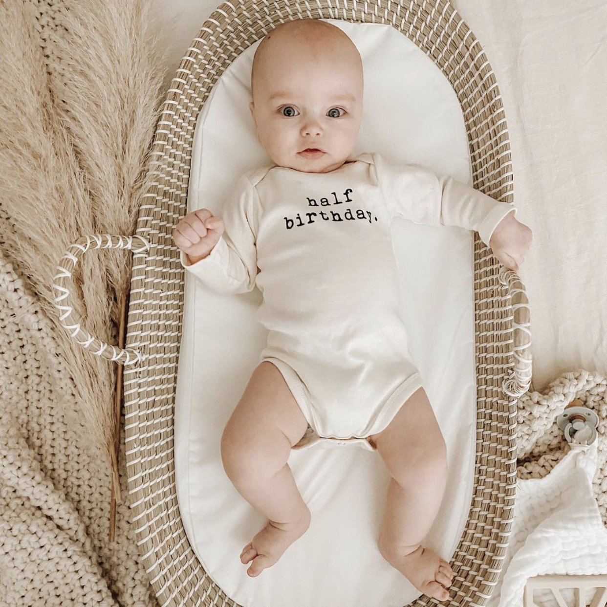 Half Birthday - Long Sleeve Organic Baby Bodysuit