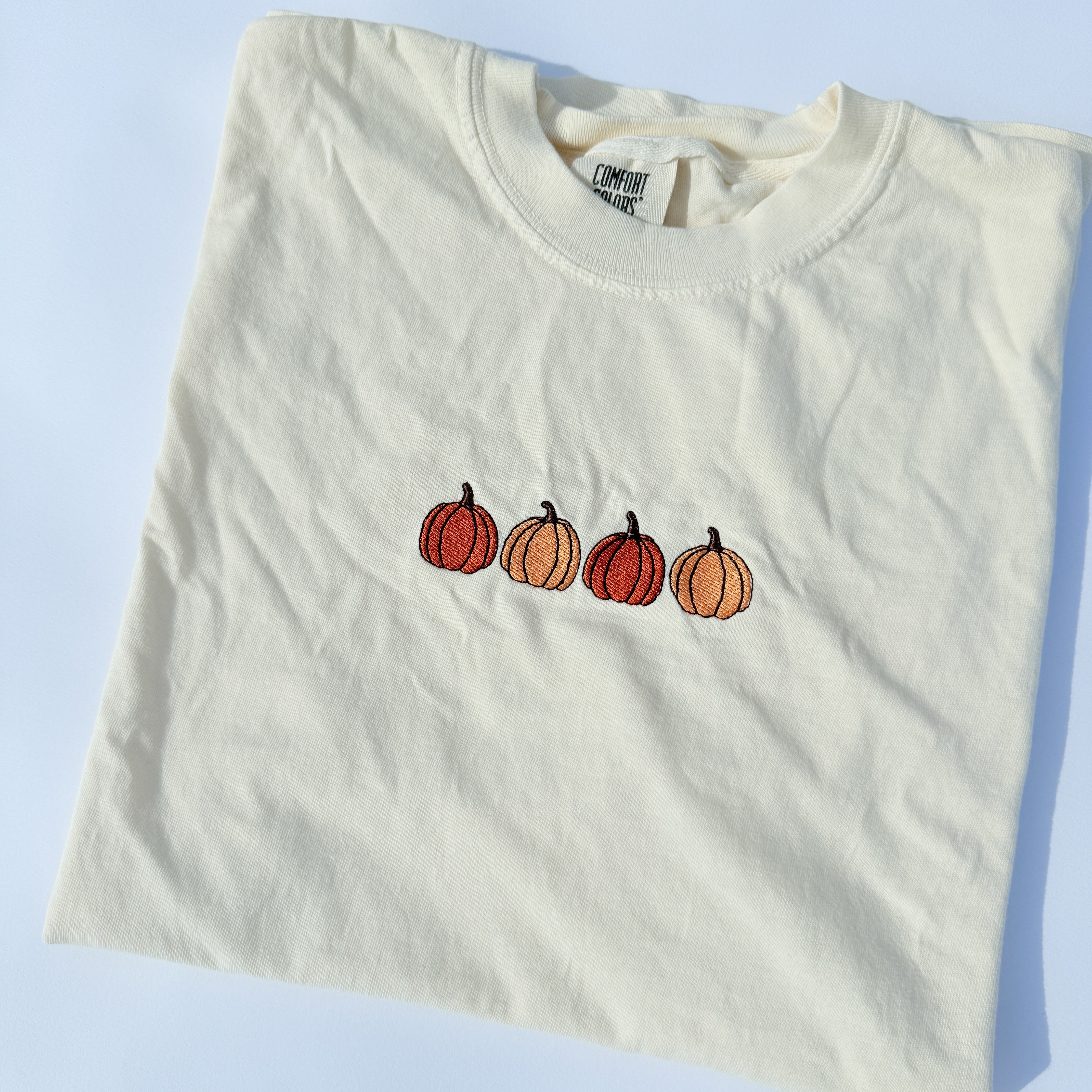 Adult Embroidered Pumpkins Comfort Colors Tee