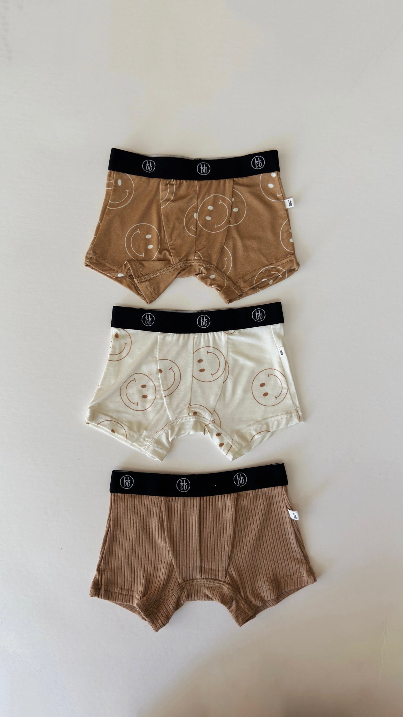 Bamboo Boxers (3 Pack) | Tan & Ivory Smile Boxers forever french baby   