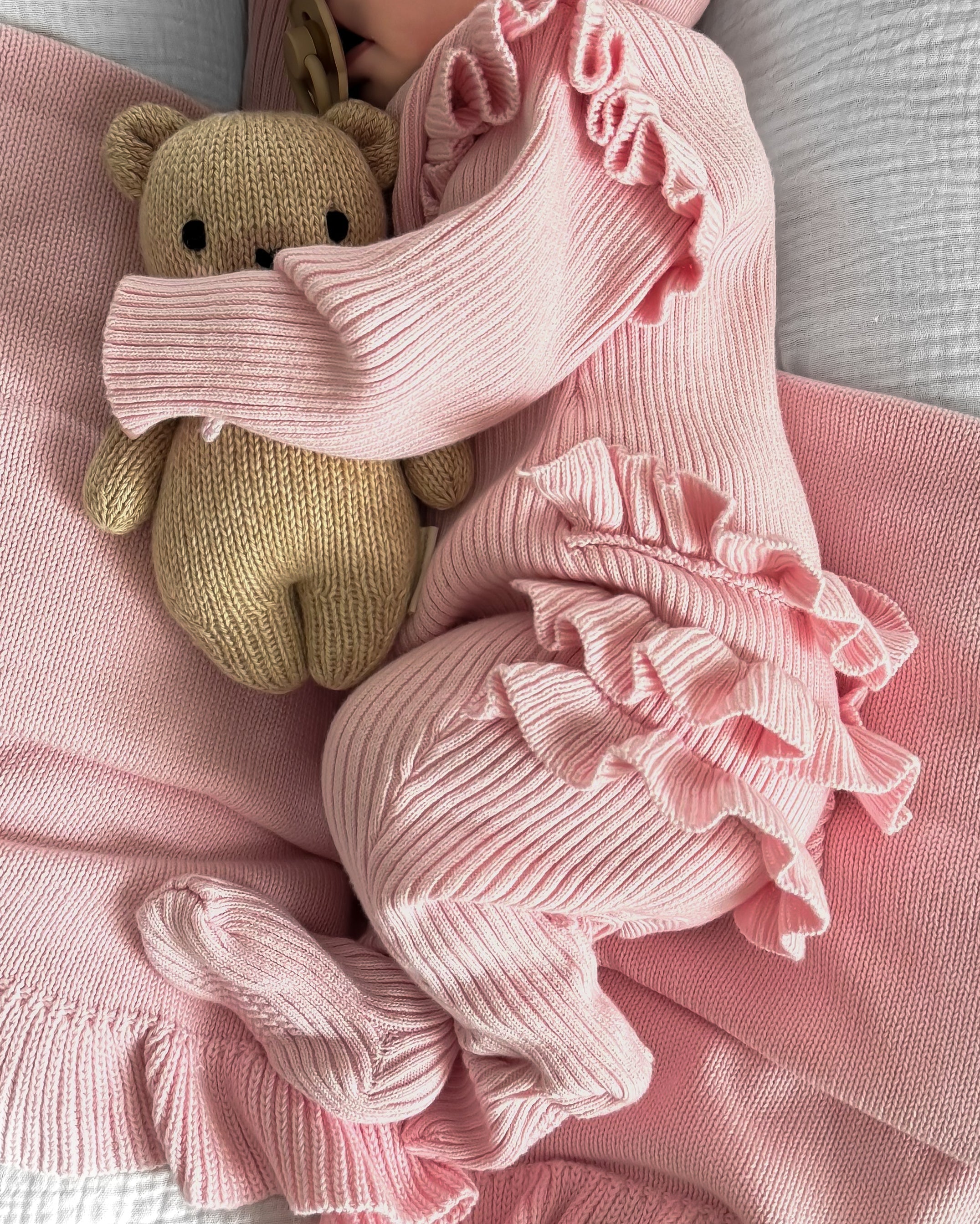 Baby Rib Ruffle Bundle - Powder Pink