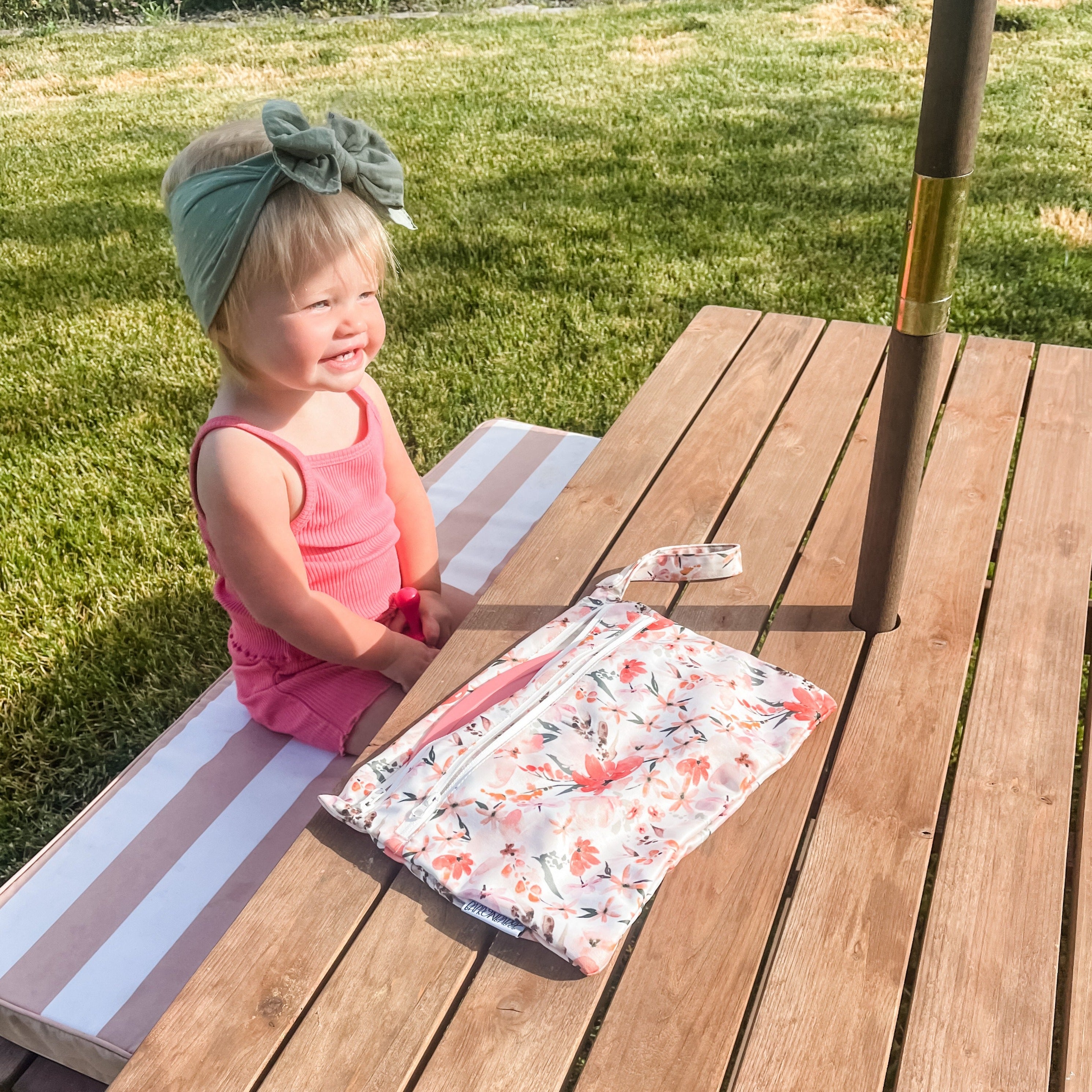 Peachy Dreams - Waterproof Wet Bag (For mealtime, on-the-go, and more!)  BapronBaby   