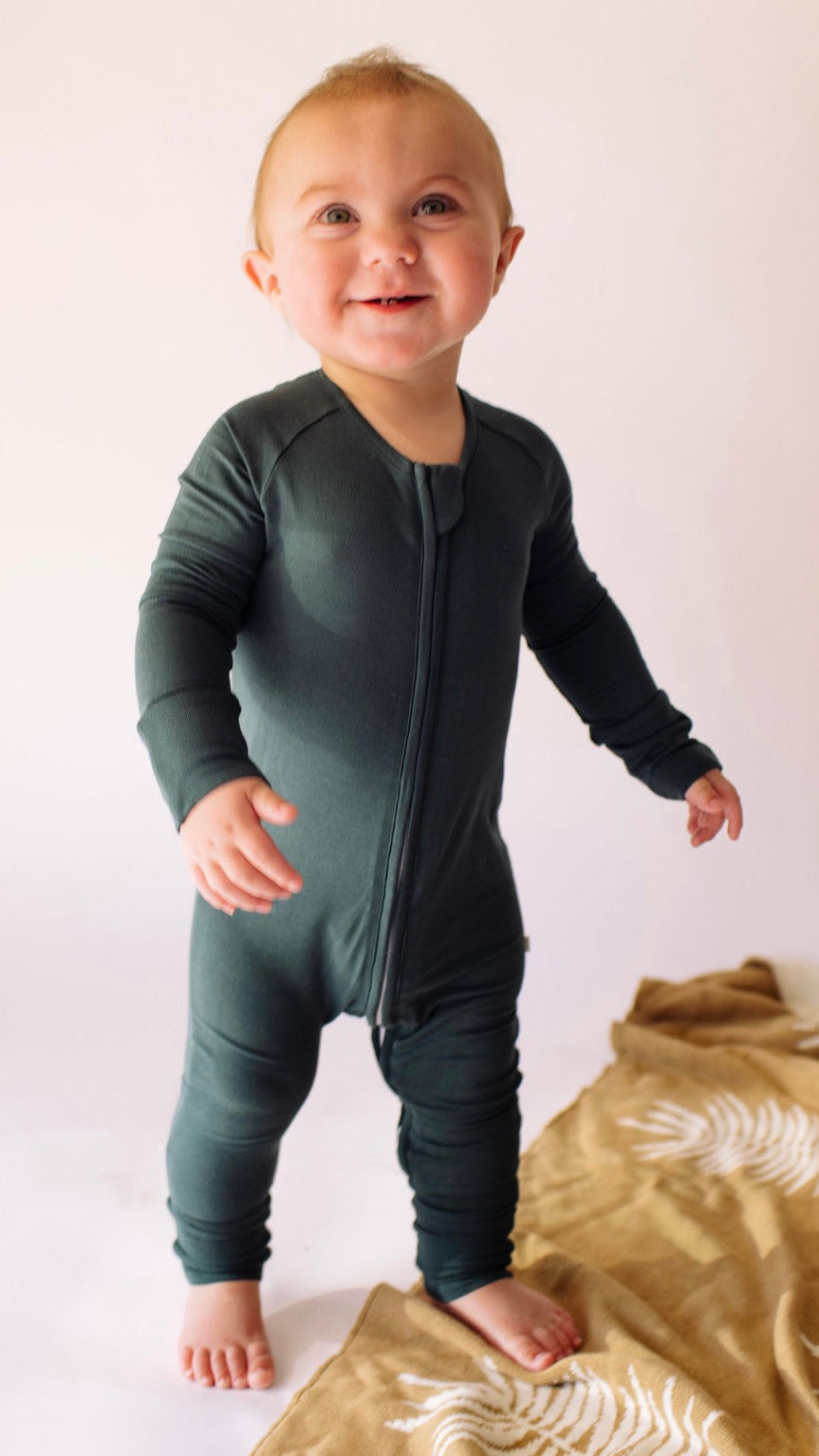 Bamboo Zip Pajamas | Emerald