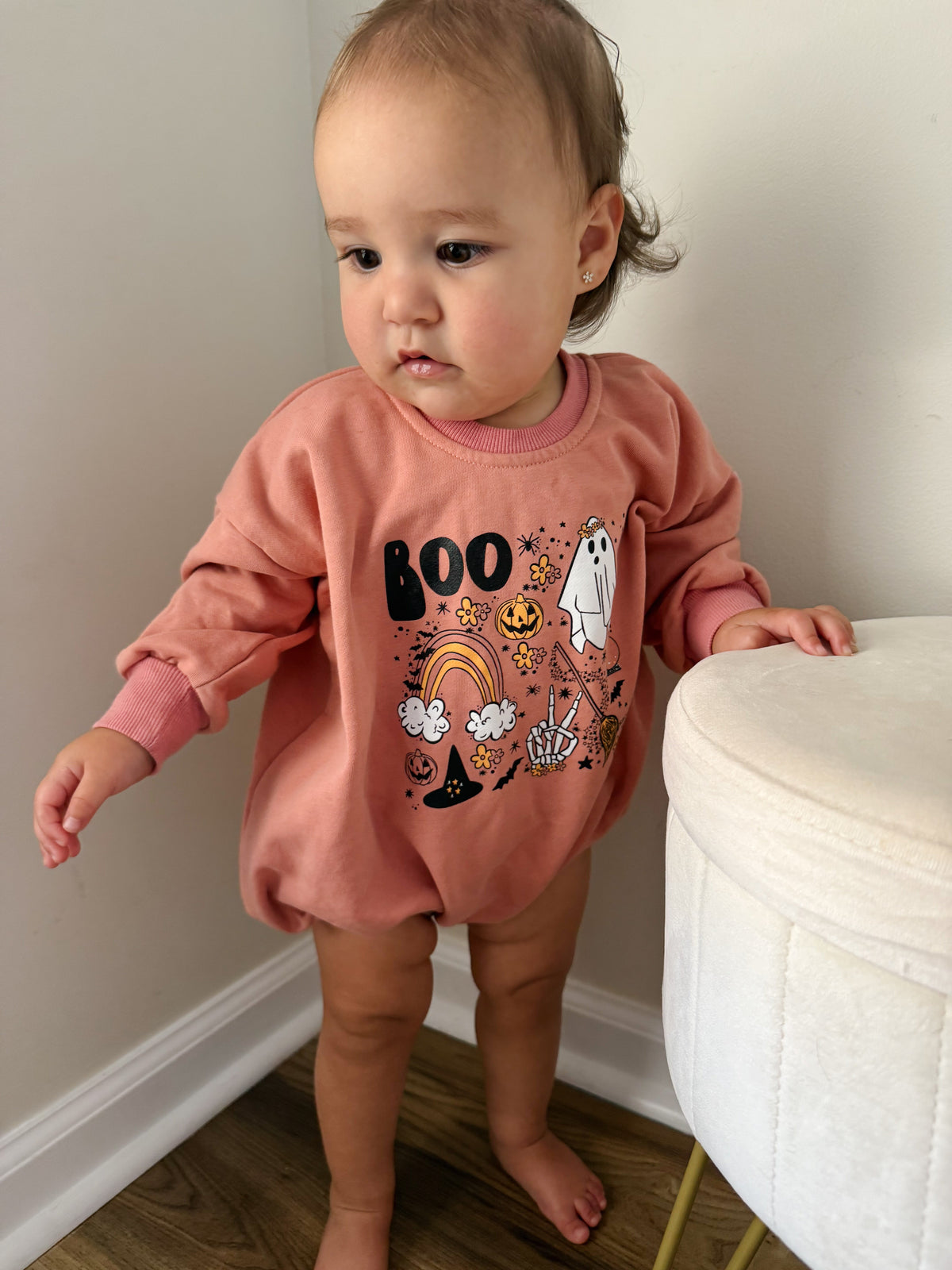 Baby Girls Halloween Sweatshirt Romper