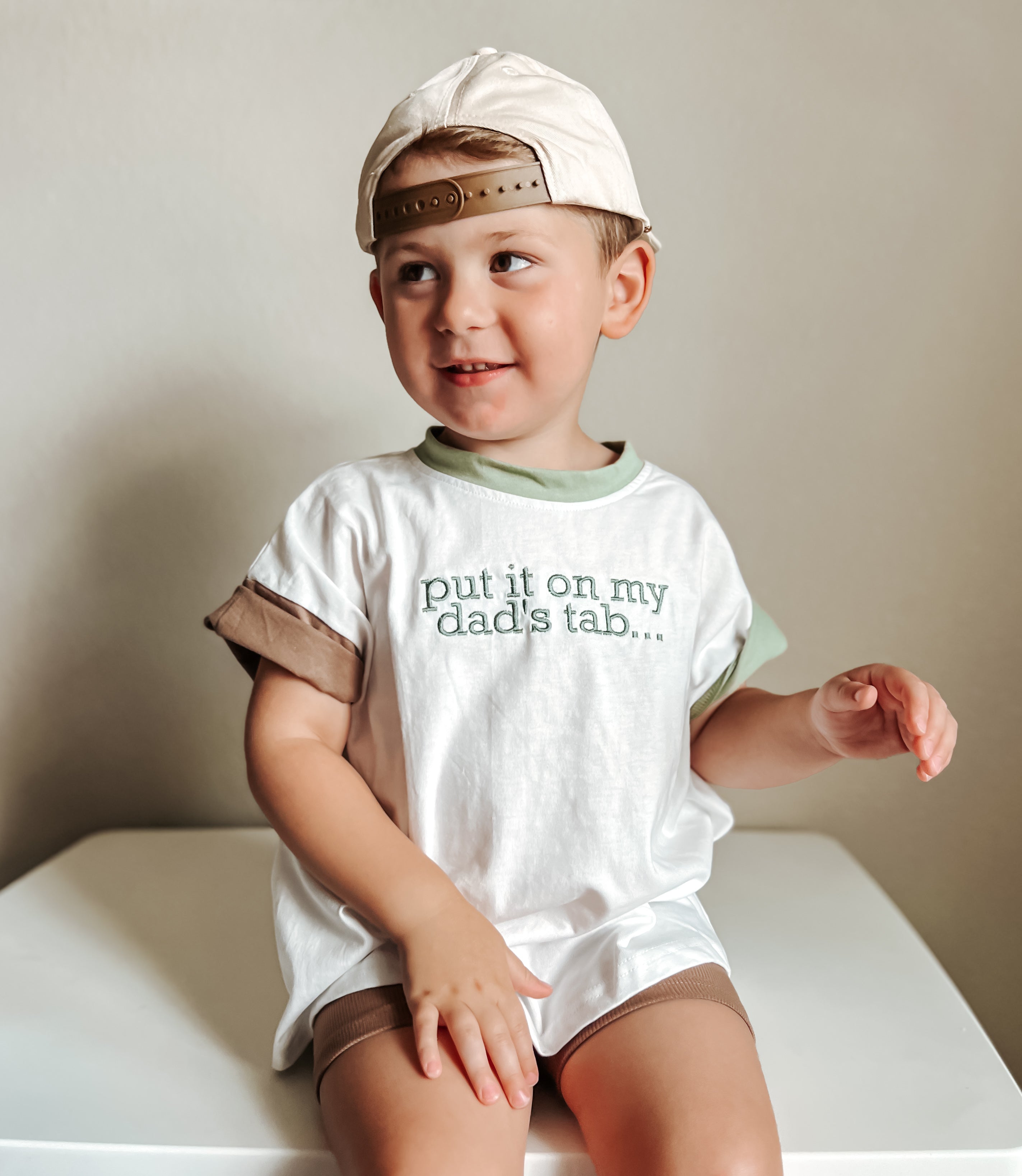 Custom Embroidered Colorblock Tee and Biker Shorts Set