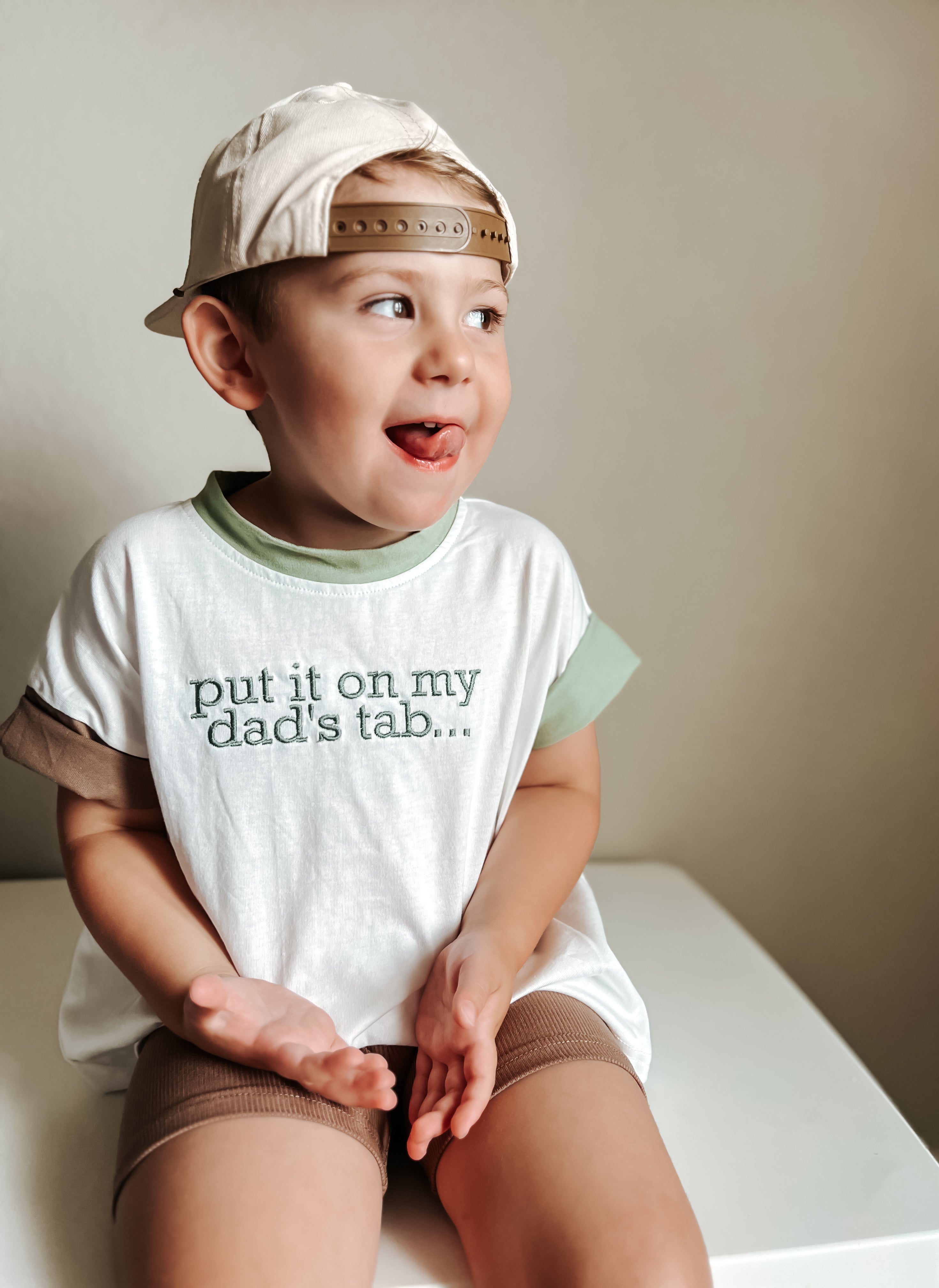 Custom Embroidered Colorblock Tee and Biker Shorts Set