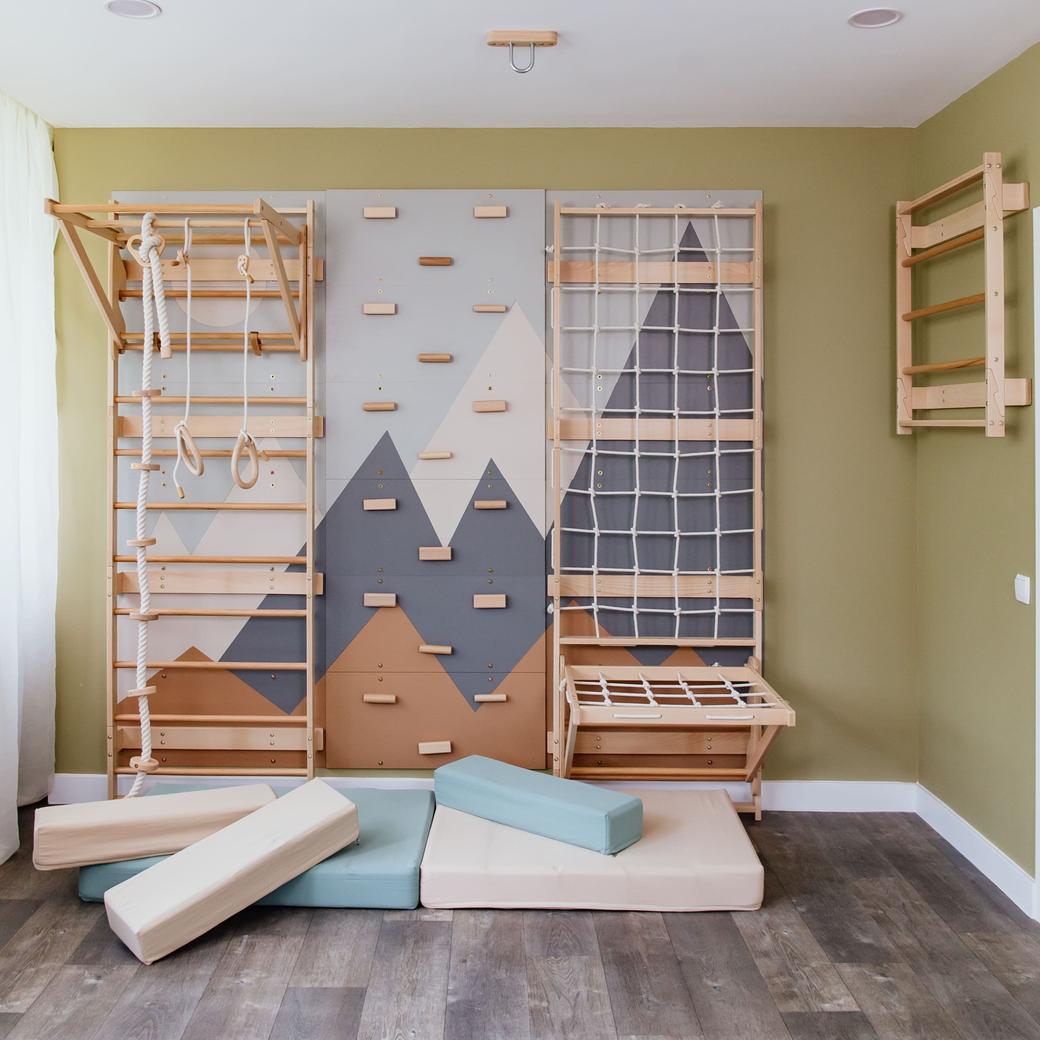 Wood and Hearts 3-in-1 Swedish Ladder Wall Gym for Kids 3+