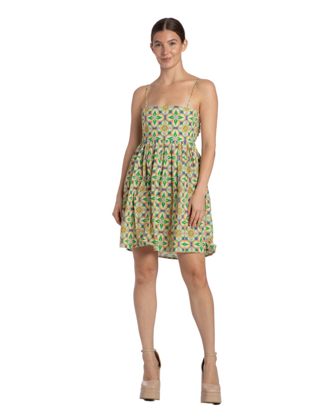 Eloise Bow Back Dress - Mosaic Tile