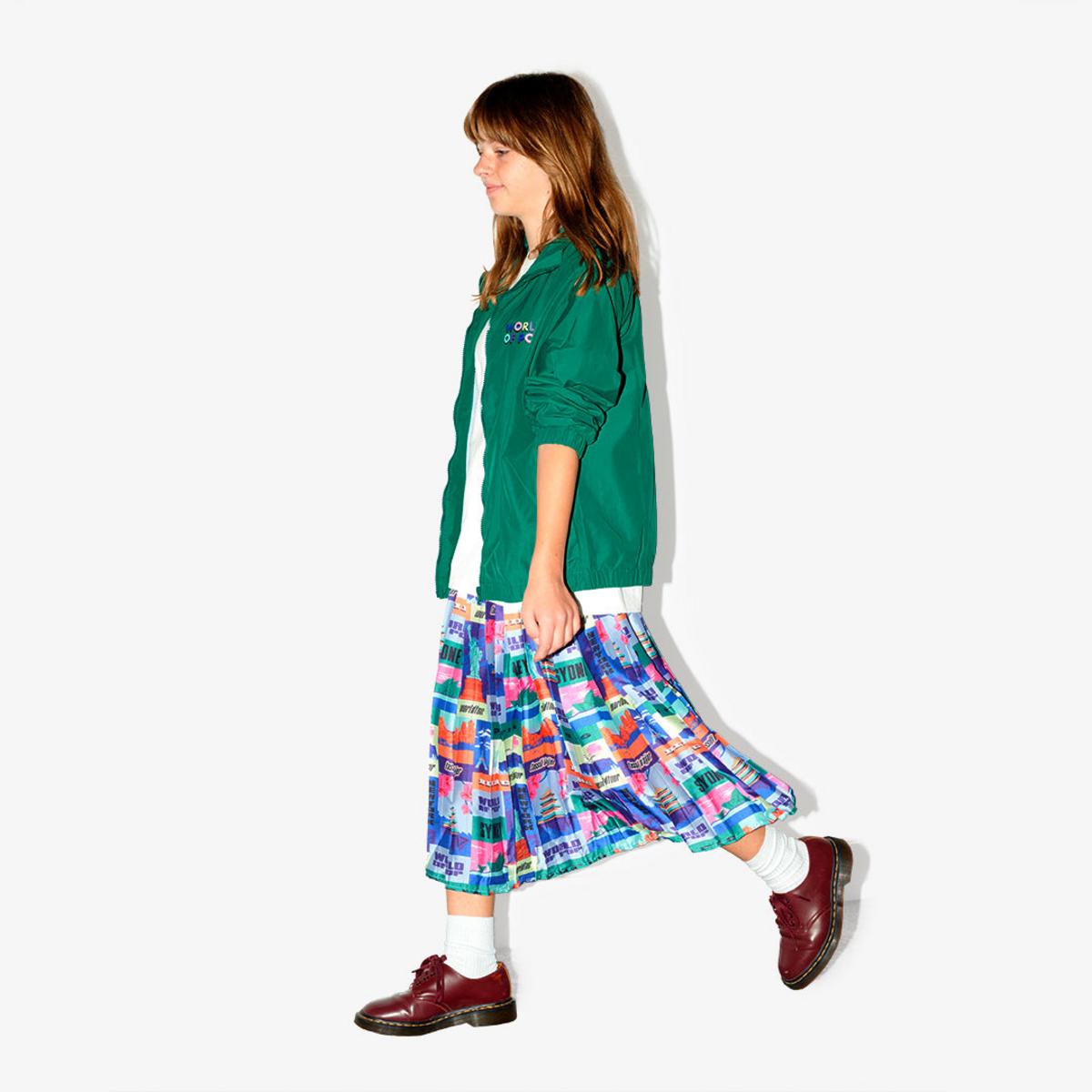 Polded "World Tour" printed skirt