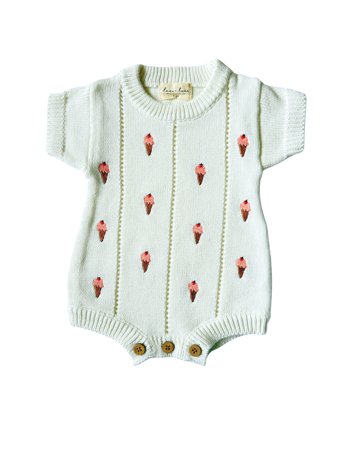 Ice Cream Embroidered Romper