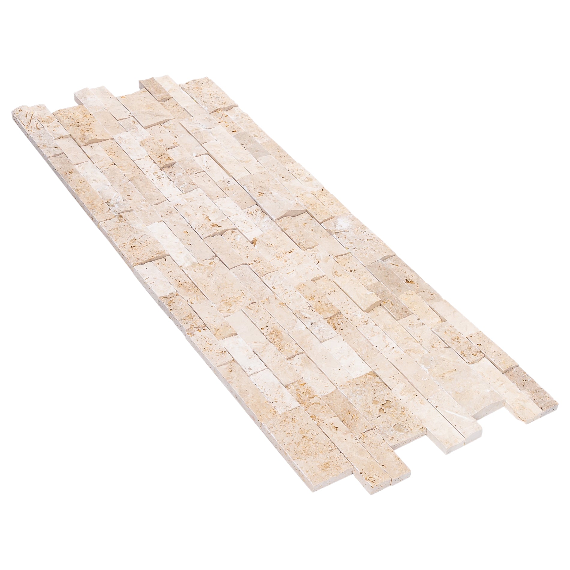 Ivory Beige Ledger 3D Panel 6"x24" Split-face Natural Travertine Wall Tile - Belair Collection