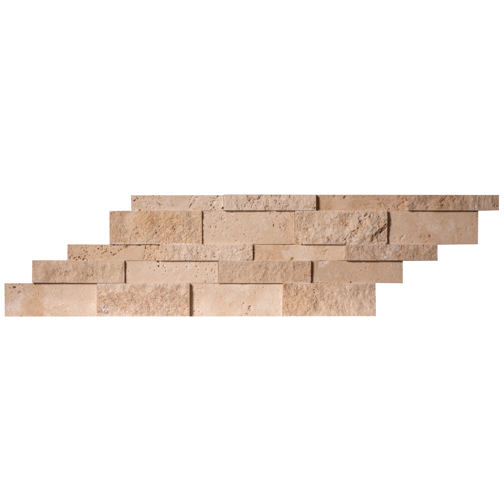 Ivory Beige Cambria Ledger 3D Panel 6.8"x20.8" Split-face Natural Travertine Wall Tile - Belair Collection