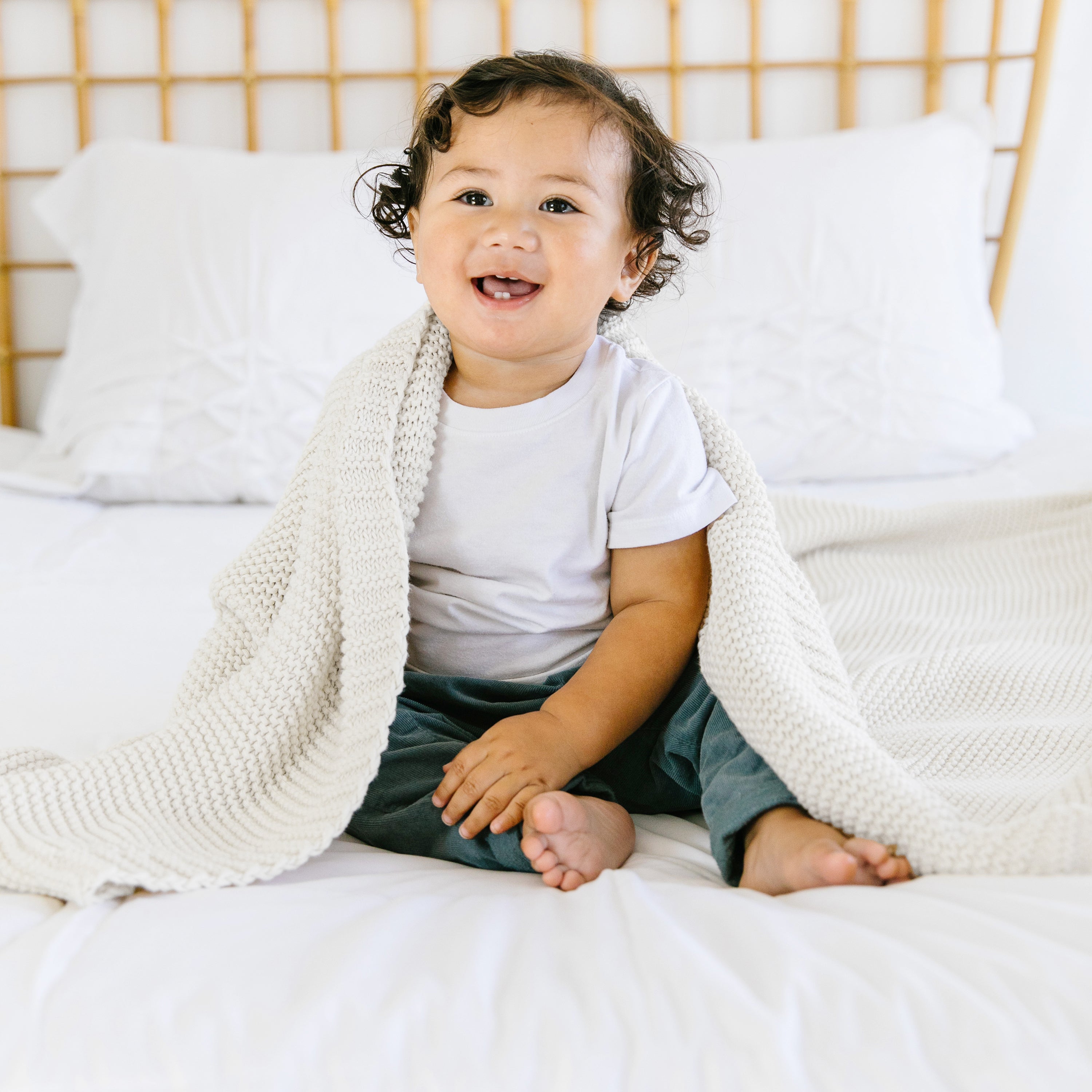 Organic Knit Throw Blanket - Ivory