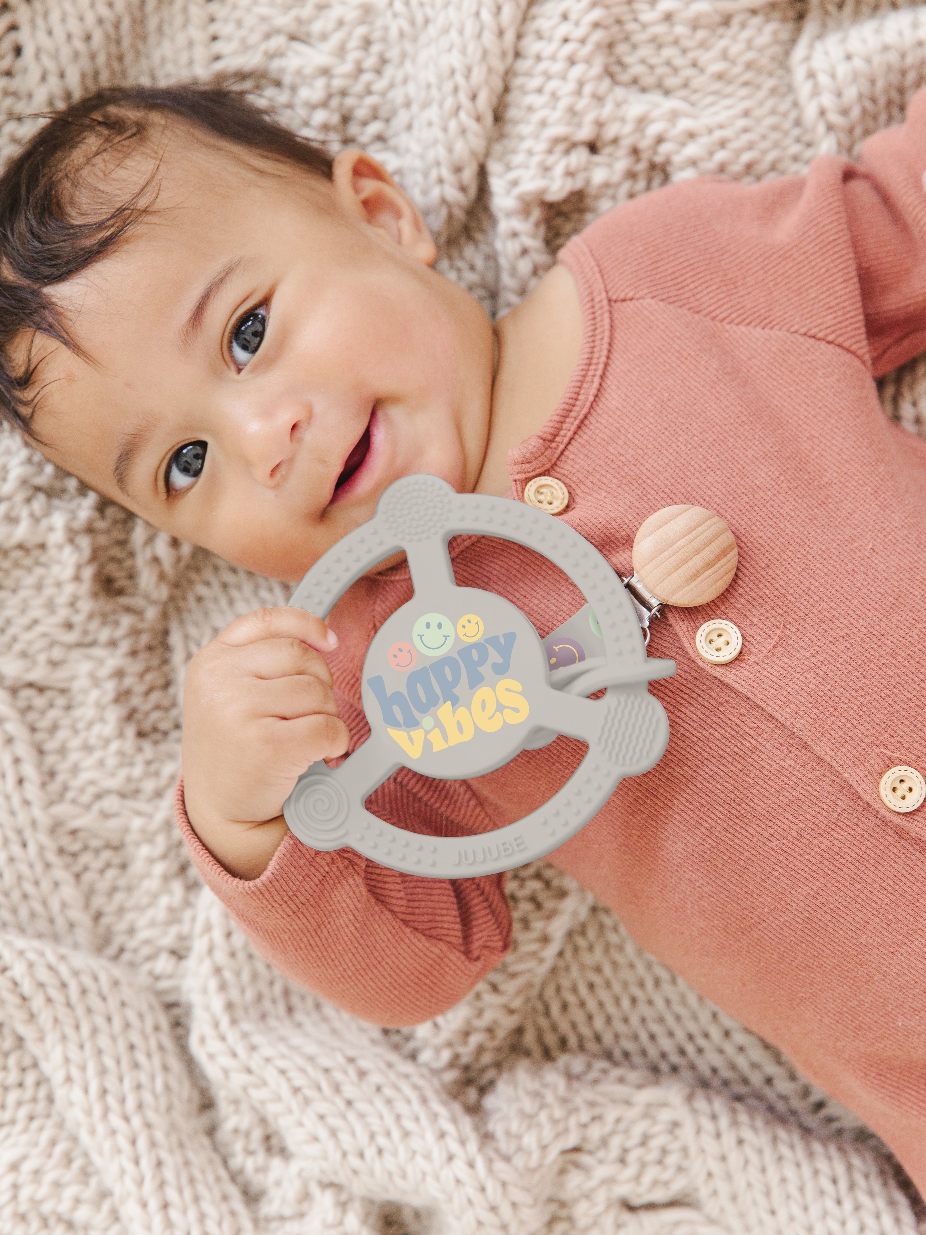 Silicone Teether Ring & Detachable Clip - Happy Baby Vibes