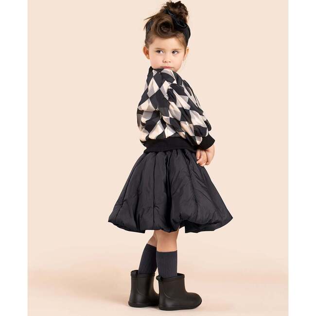 Girls Organza & Terry Sweatshirt - Black