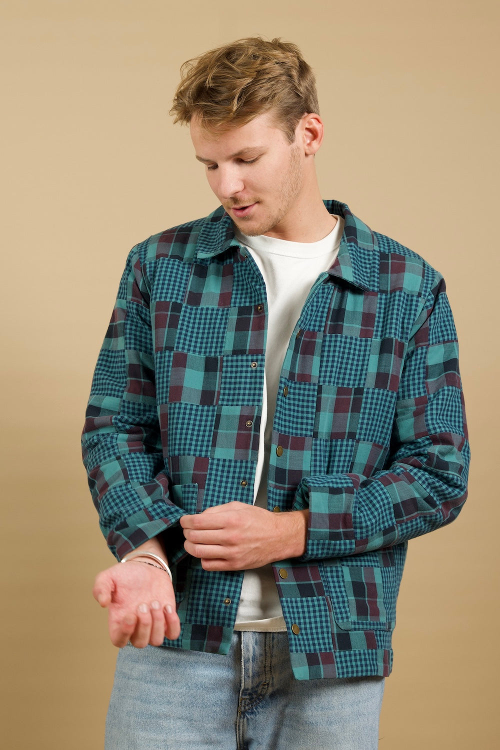 Adult Worker Jacket - Emerald Patchwork