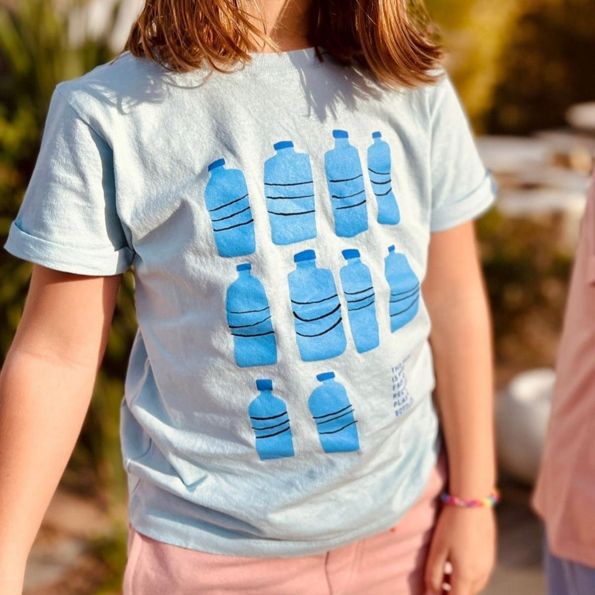 Recycled Cotton Ten Bottle Kid T-shirt - Sterling Blue/della Blue
