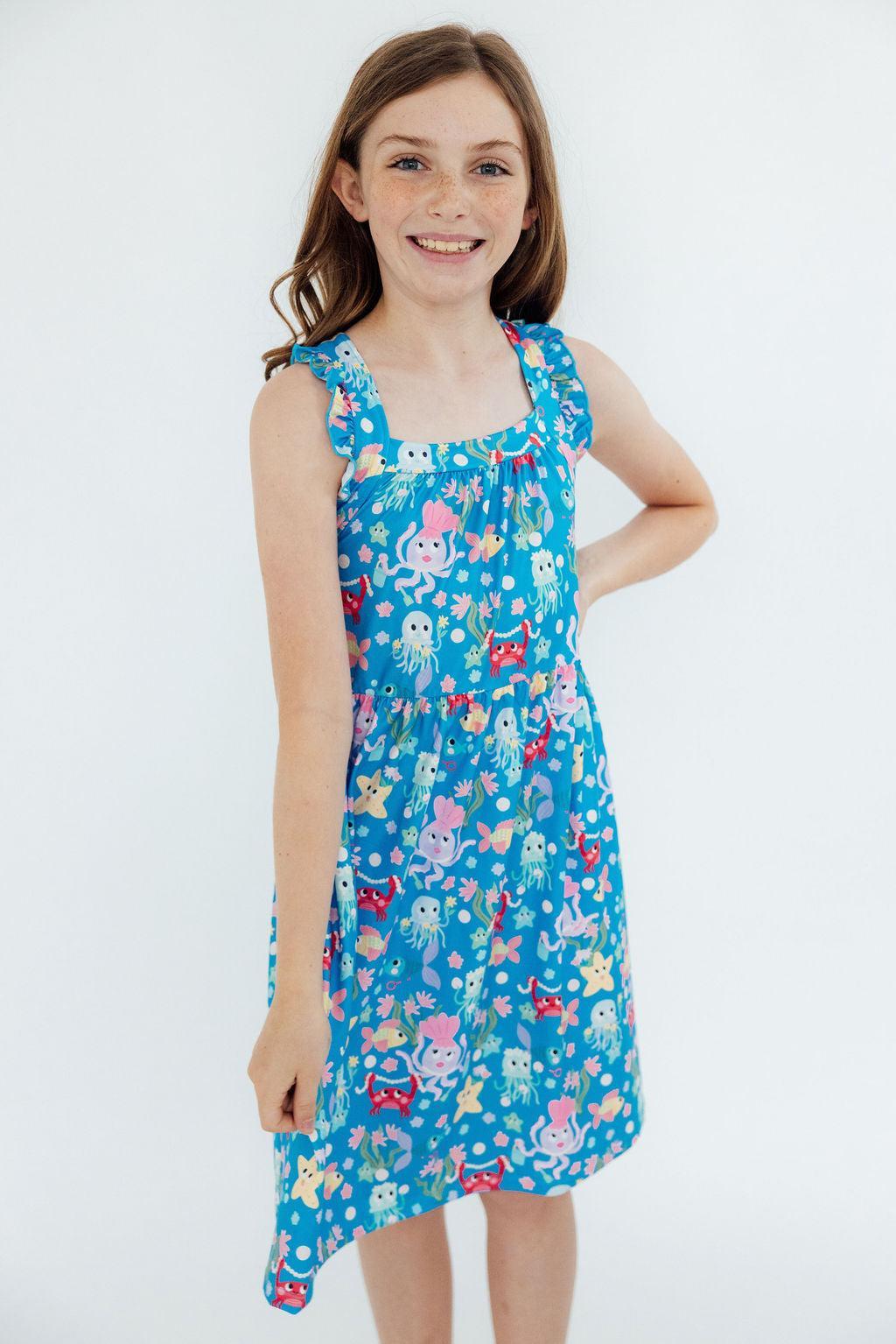 SALE Jellyfish Jamboree Ruffle Cross Back Dress