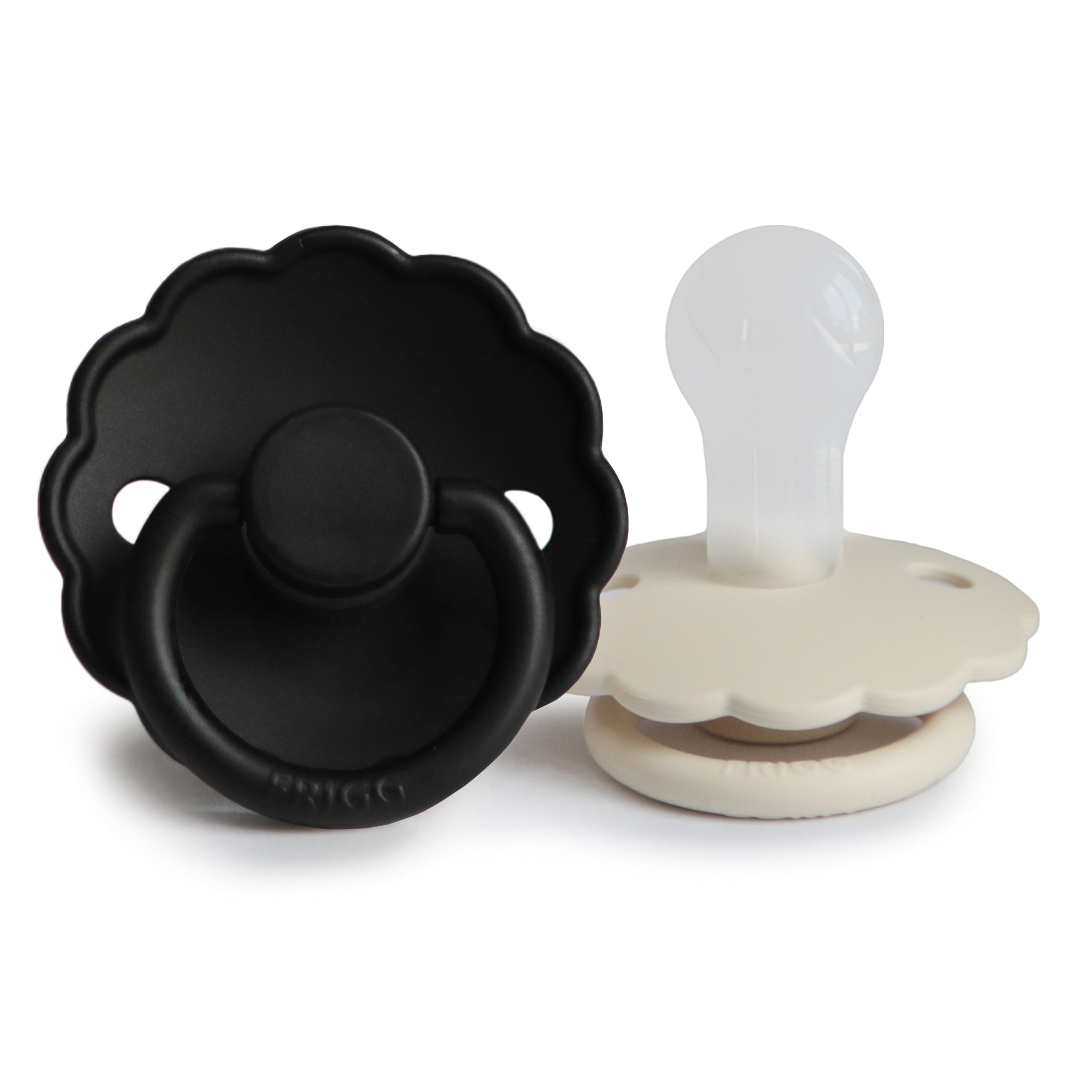 FRIGG Daisy Silicone Pacifier 2-Pack FRIGG PACIFIERS Mushie Jet Black/Cream 0-6 months 