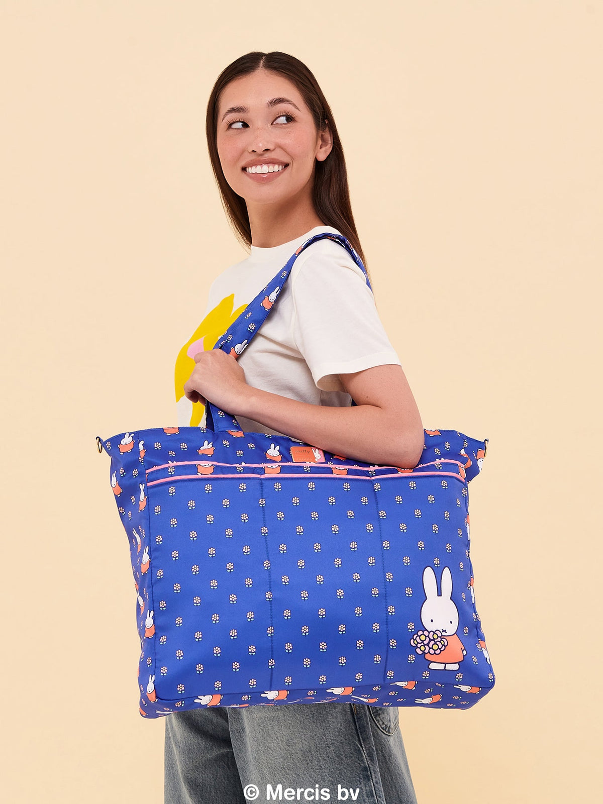 Miffy Flower Fields Super Be large Diaper Bag Duffel - Blue & Orange