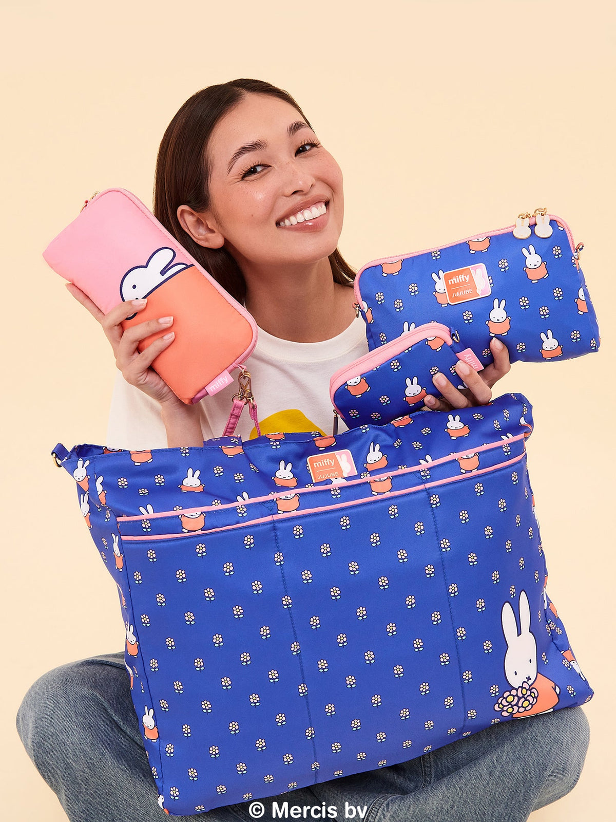Miffy Flower Fields Super Be large Diaper Bag Duffel - Blue & Orange