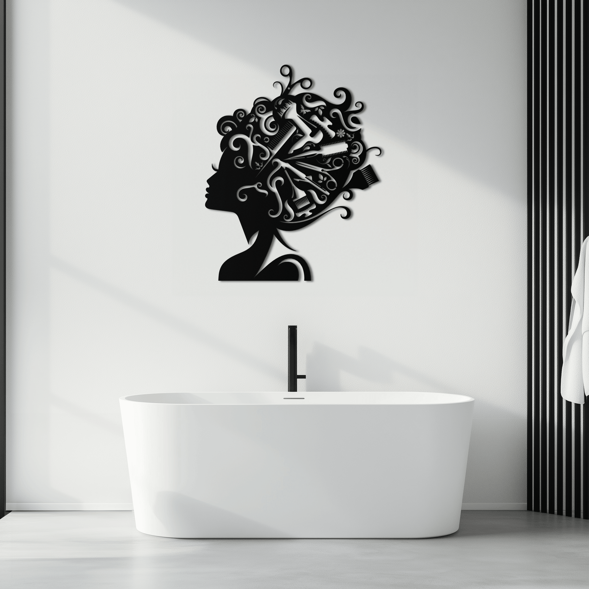 Hair Stylist Metal Wall Art - Steel Wall Decor for Salons and Studios - KAF004