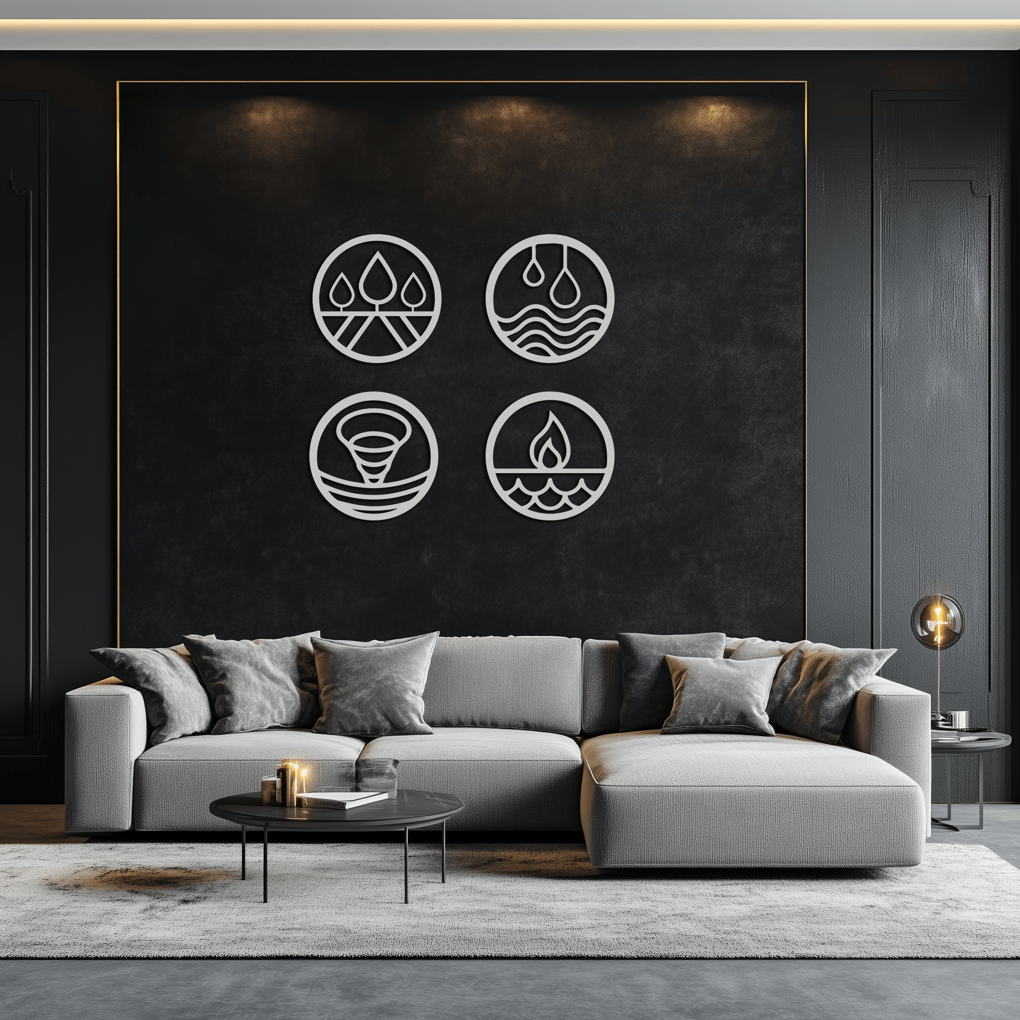 Four Elements Metal Wall Art - Steel Wall Decor for Home and Office - KAF010