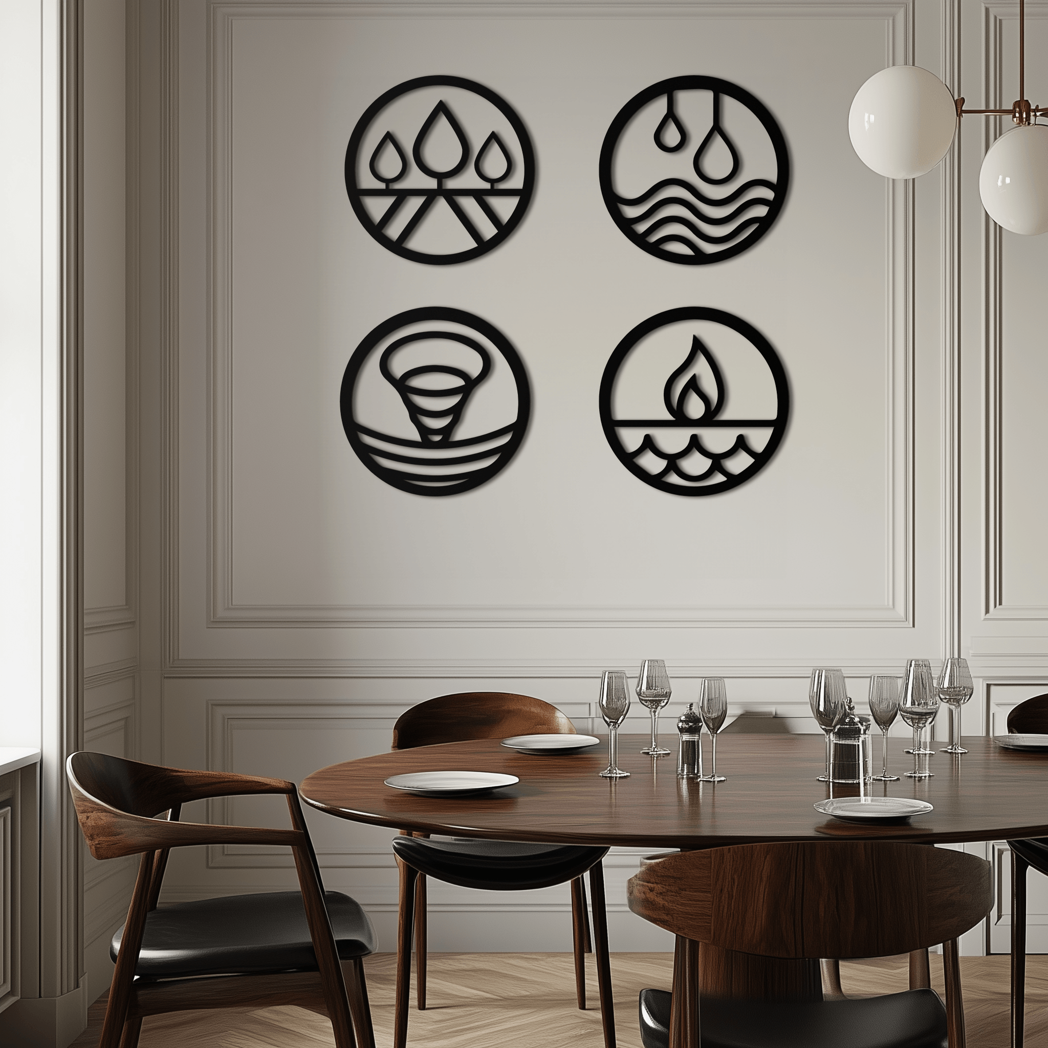 Four Elements Metal Wall Art - Steel Wall Decor for Home and Office - KAF010