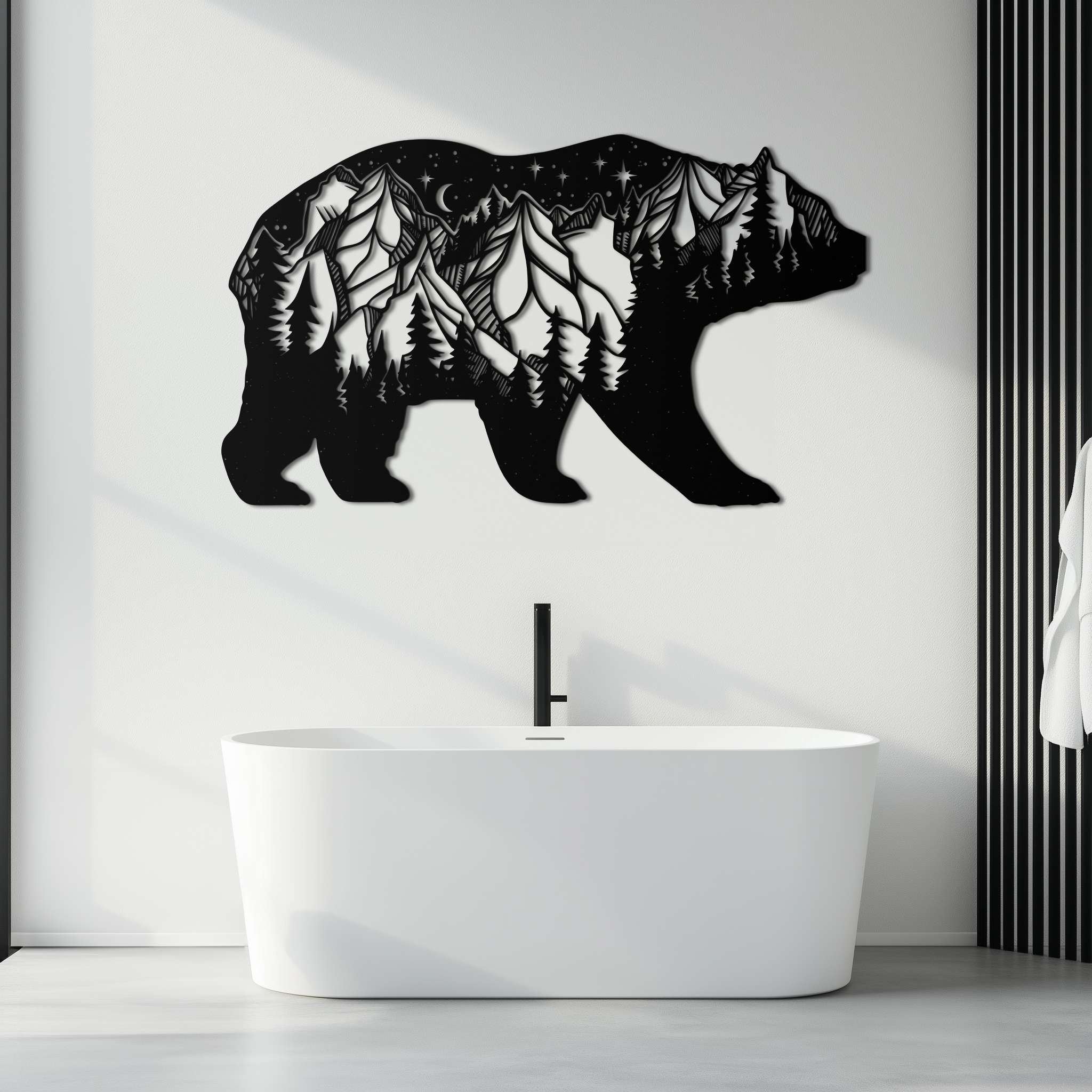 Mountain Bear Metal Wall Art - Nature-Inspired Wildlife Decor - KAF094