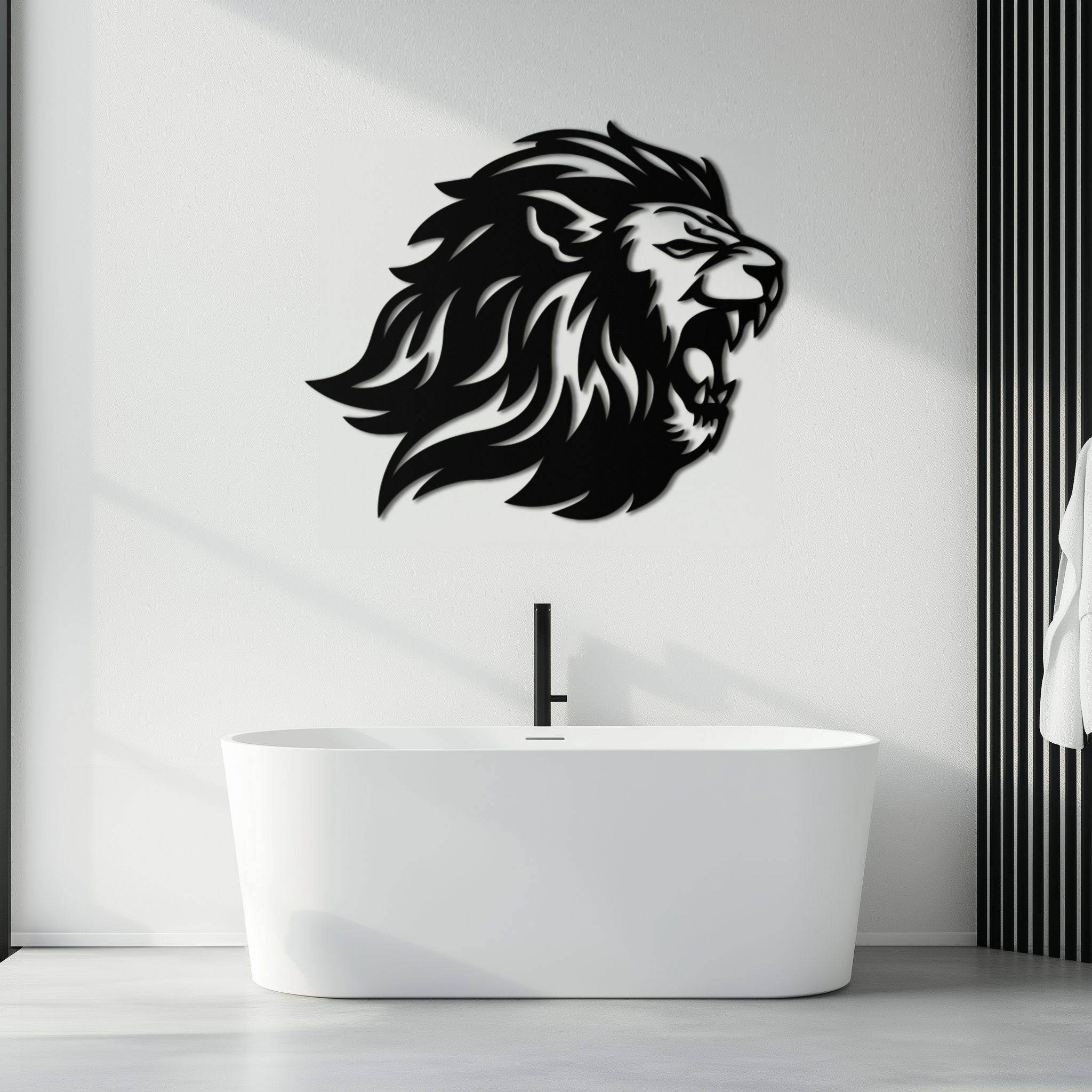 Roaring Lion Metal Wall Art - Fierce Jungle King Steel Decor - KAF095