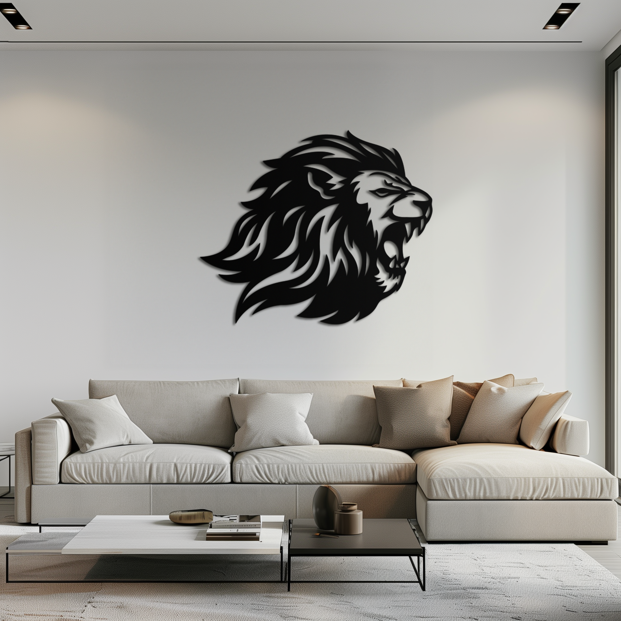 Roaring Lion Metal Wall Art - Fierce Jungle King Steel Decor - KAF095