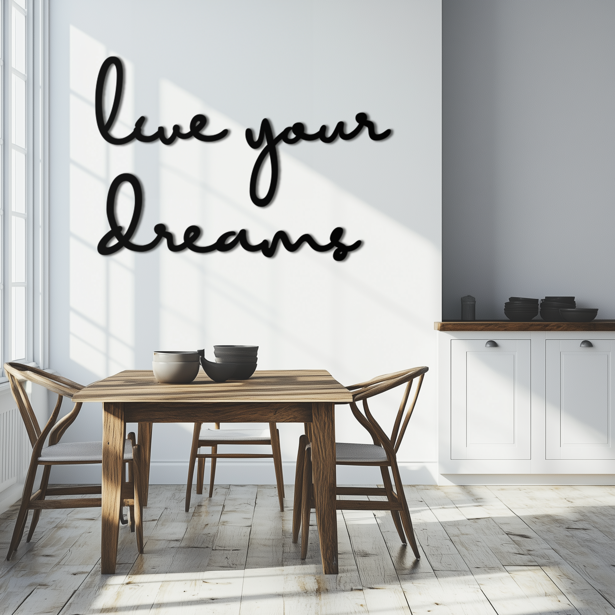 Live Your Dreams Metal Wall Art - Inspirational Script Wall Decor - KAF096