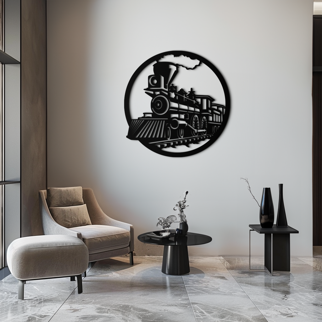 Vintage Steam Train Metal Wall Art - Rustic Locomotive Decor - KAF100