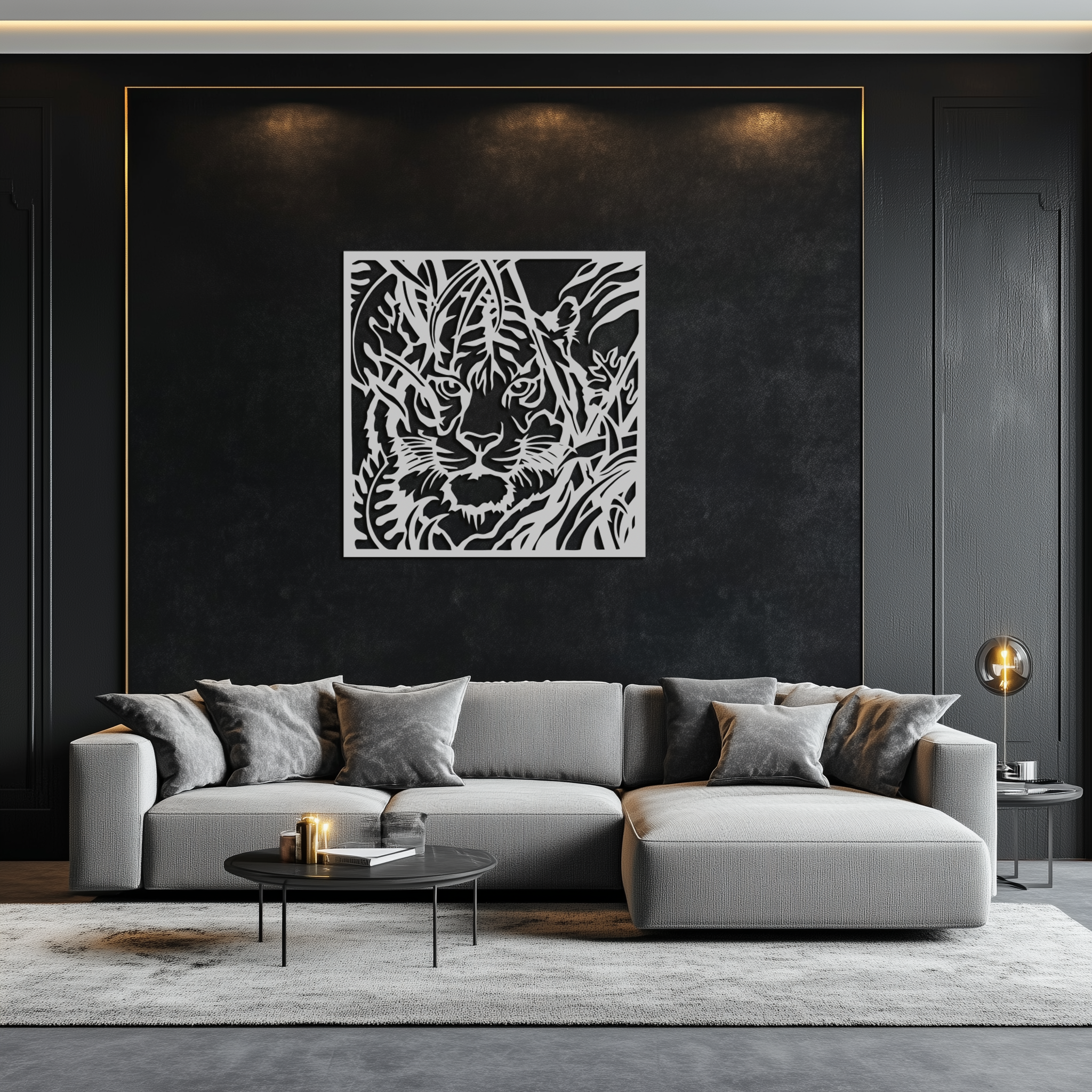 Tiger Metal Wall Art - Jungle-Inspired Modern Steel Wall Decor - KAF102