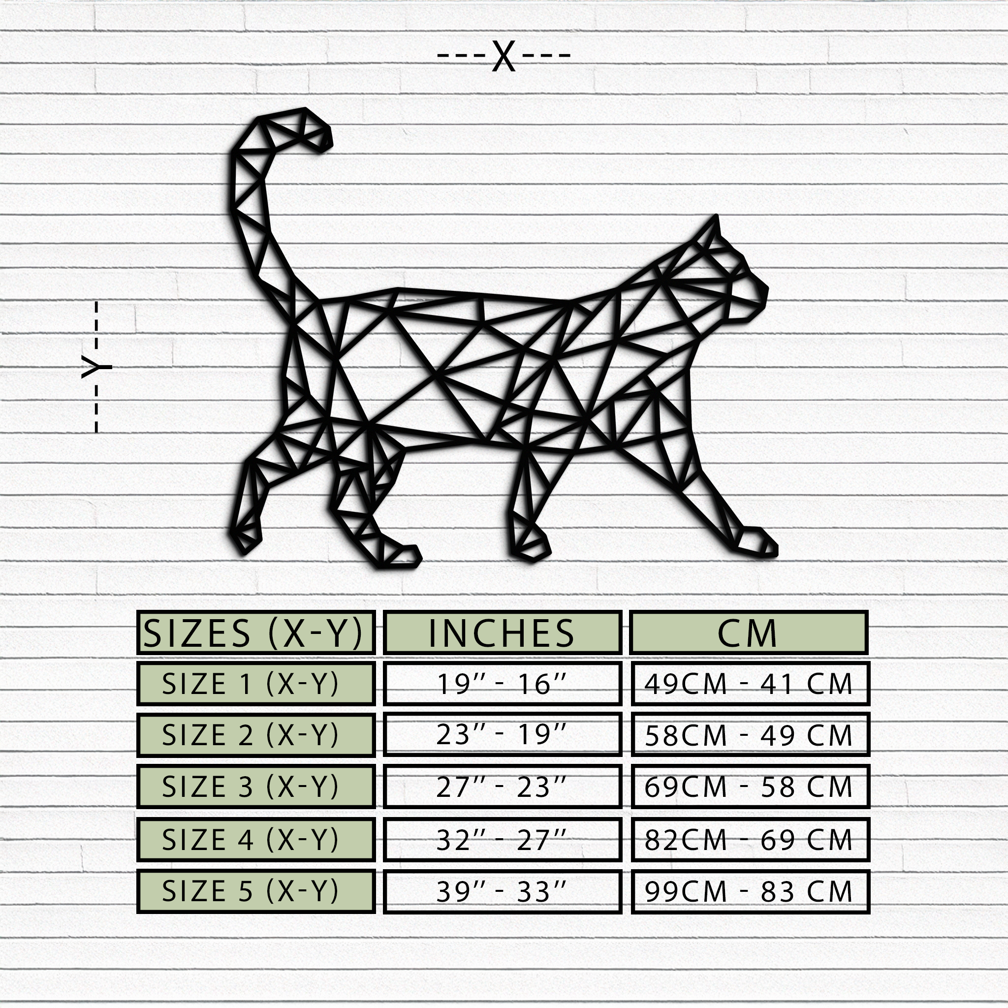 Geometric Cat Metal Wall Art - Modern Feline-Inspired Decor - KAF116