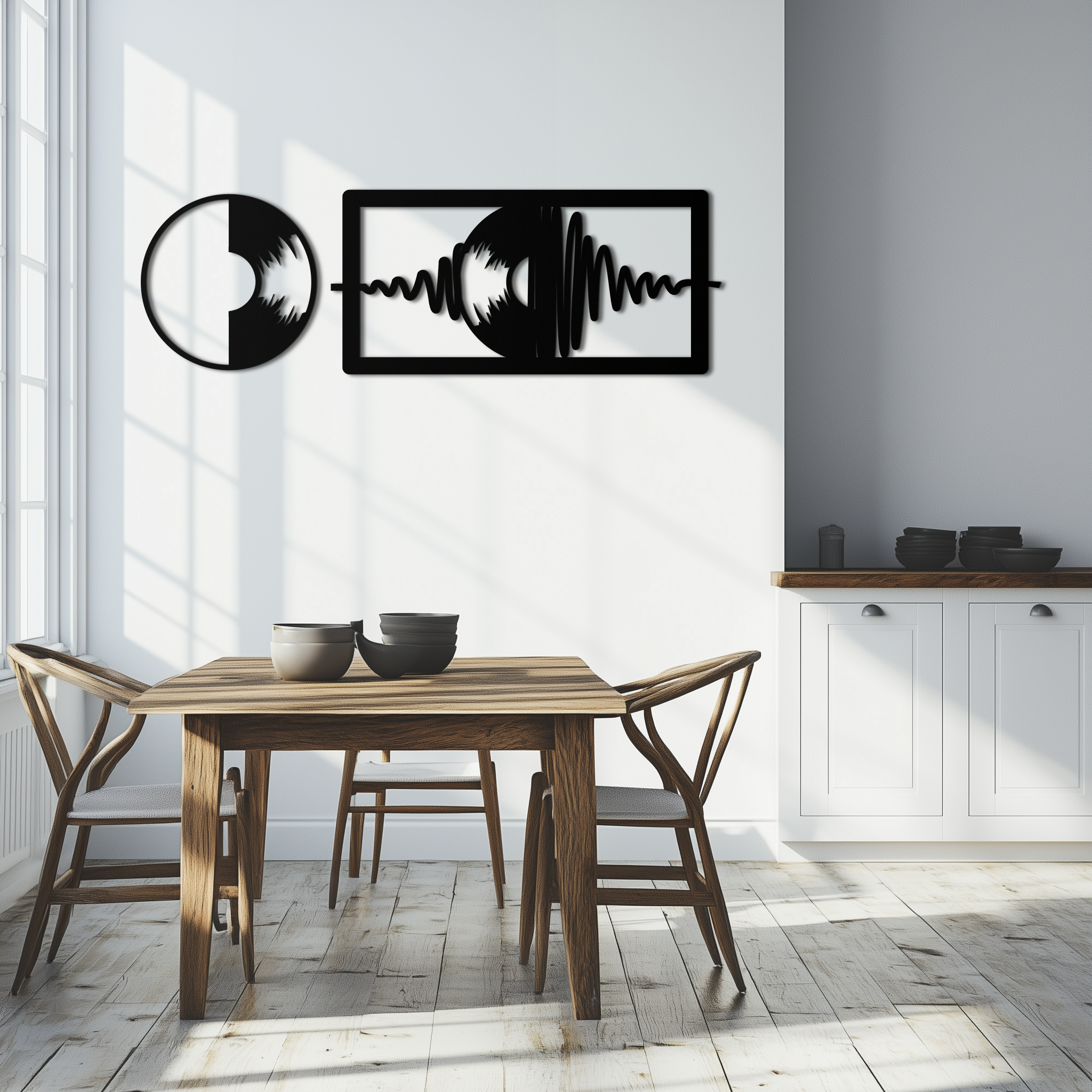 Soundwave Vinyl Record Metal Wall Art - Modern Music-Inspired Steel Wall Decor - KAF133