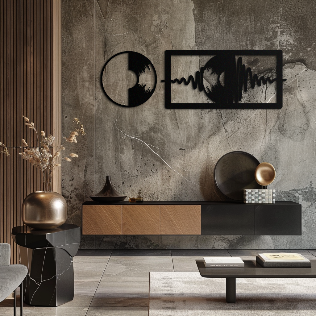 Soundwave Vinyl Record Metal Wall Art - Modern Music-Inspired Steel Wall Decor - KAF133
