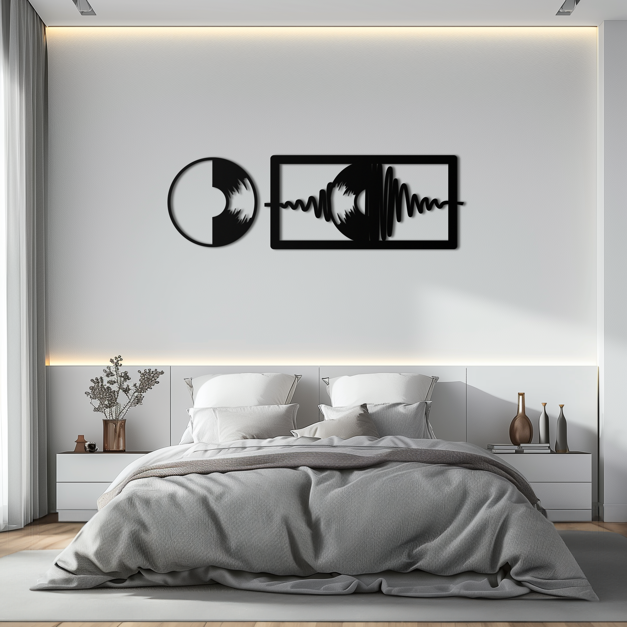 Soundwave Vinyl Record Metal Wall Art - Modern Music-Inspired Steel Wall Decor - KAF133