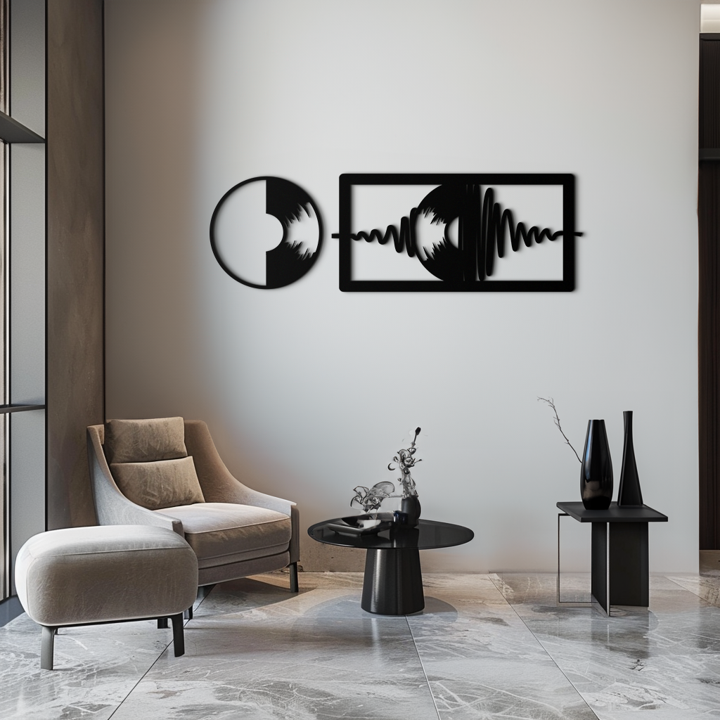 Soundwave Vinyl Record Metal Wall Art - Modern Music-Inspired Steel Wall Decor - KAF133