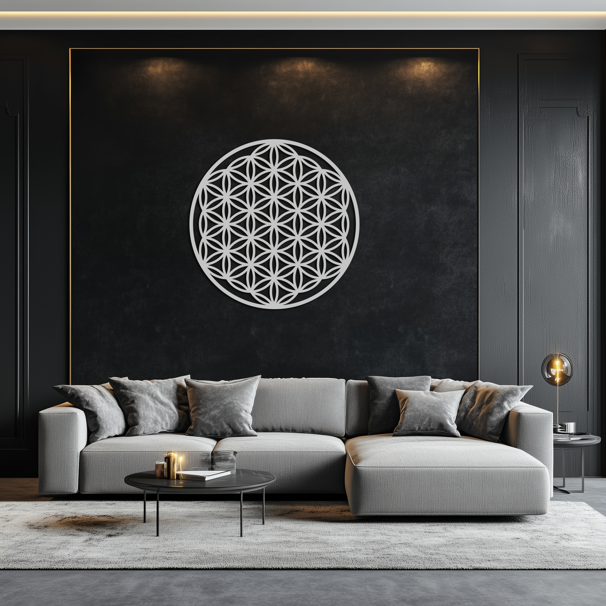 Sacred Geometry Metal Wall Art - Flower of Life Design - KAF158
