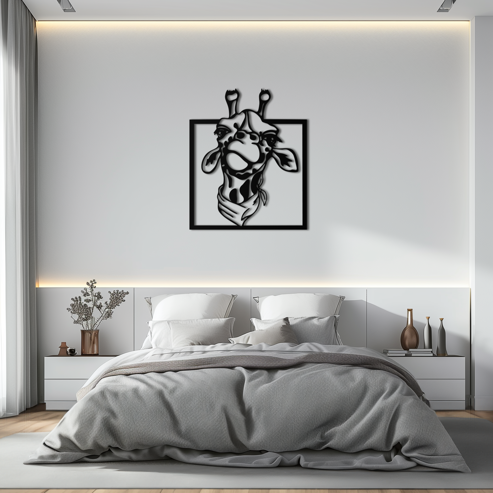 Giraffe Metal Wall Art - Playful Safari Animal Decor- KAF165