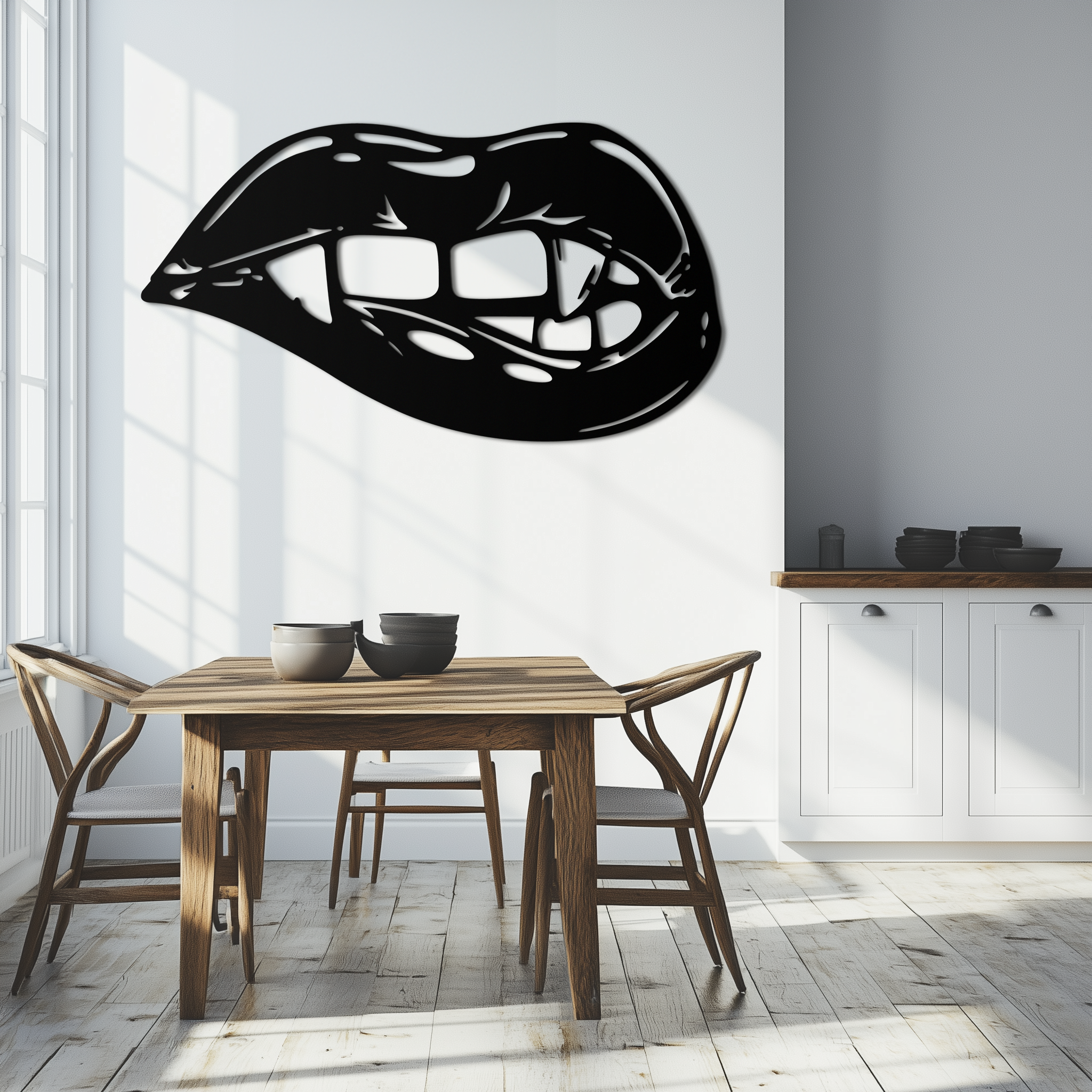 Geometric Lips Metal Wall Art - Bold & Modern Statement Piece- KAF186