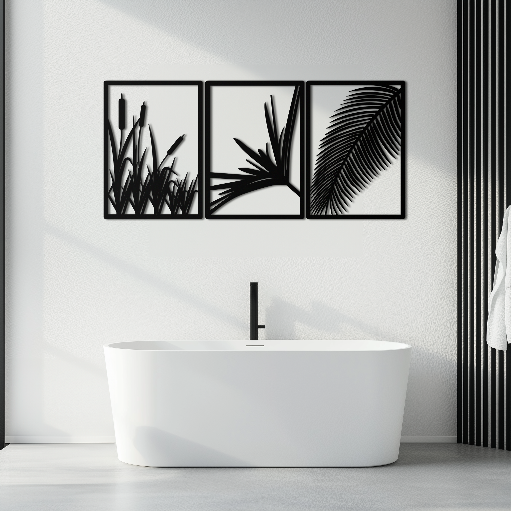 Tropical Metal Wall Art – 3-Panel Botanical Design - KAF216