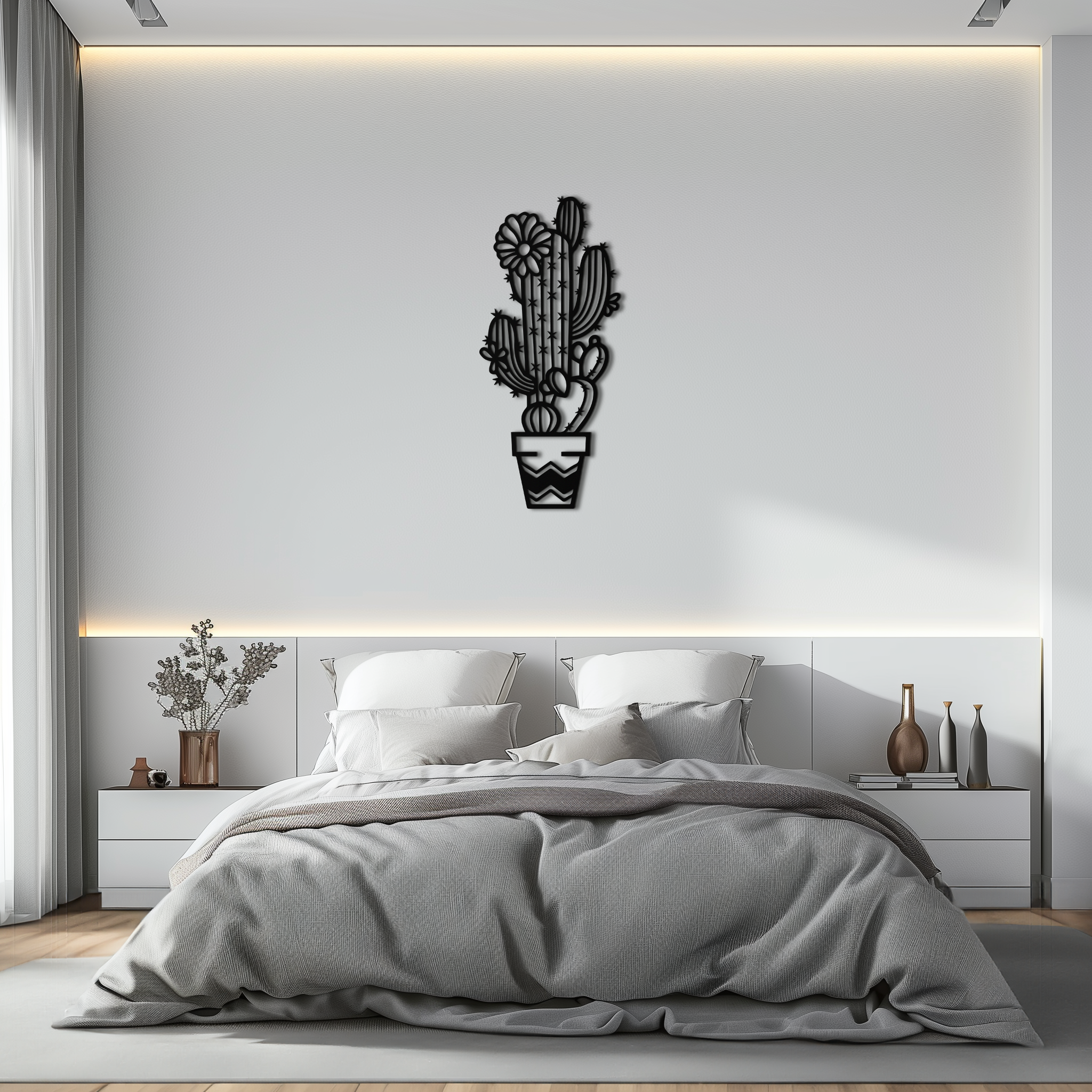 Cactus Metal Wall Art - Modern Geometric Desert Decor - KAF224