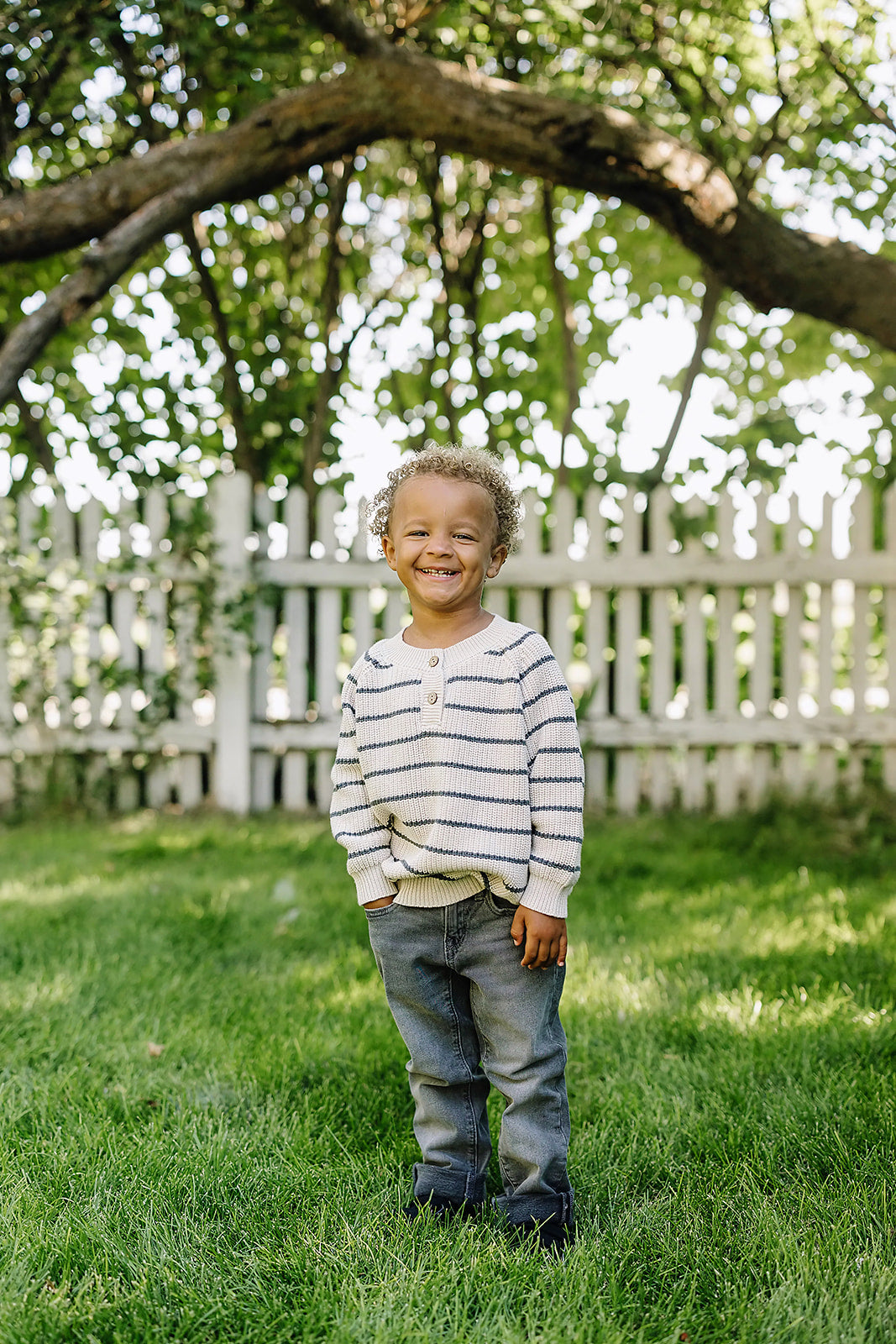 Charcoal Stripe Button Knit Sweater  Mebie Baby   