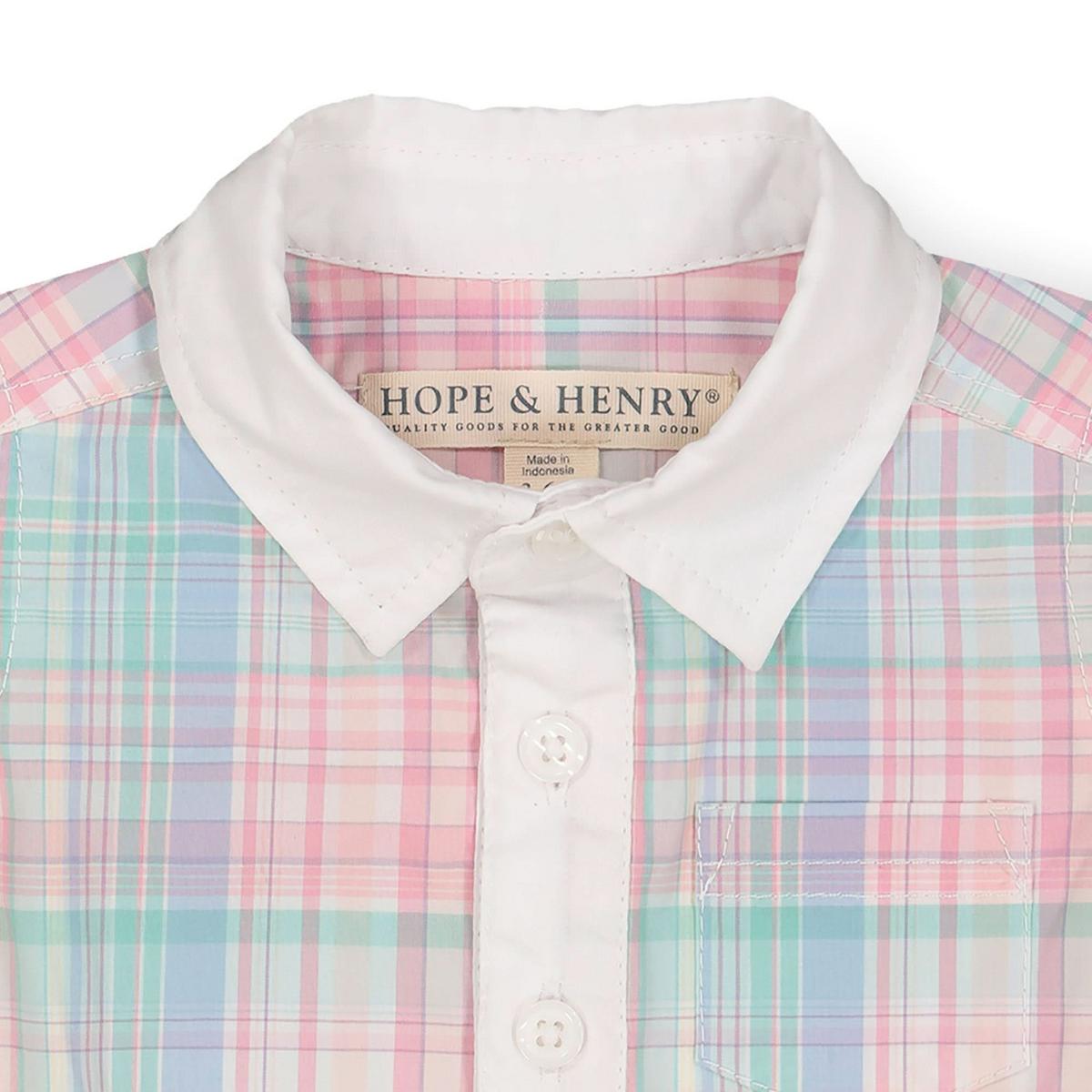 Poplin Button Front Romper - Rainbow Plaid