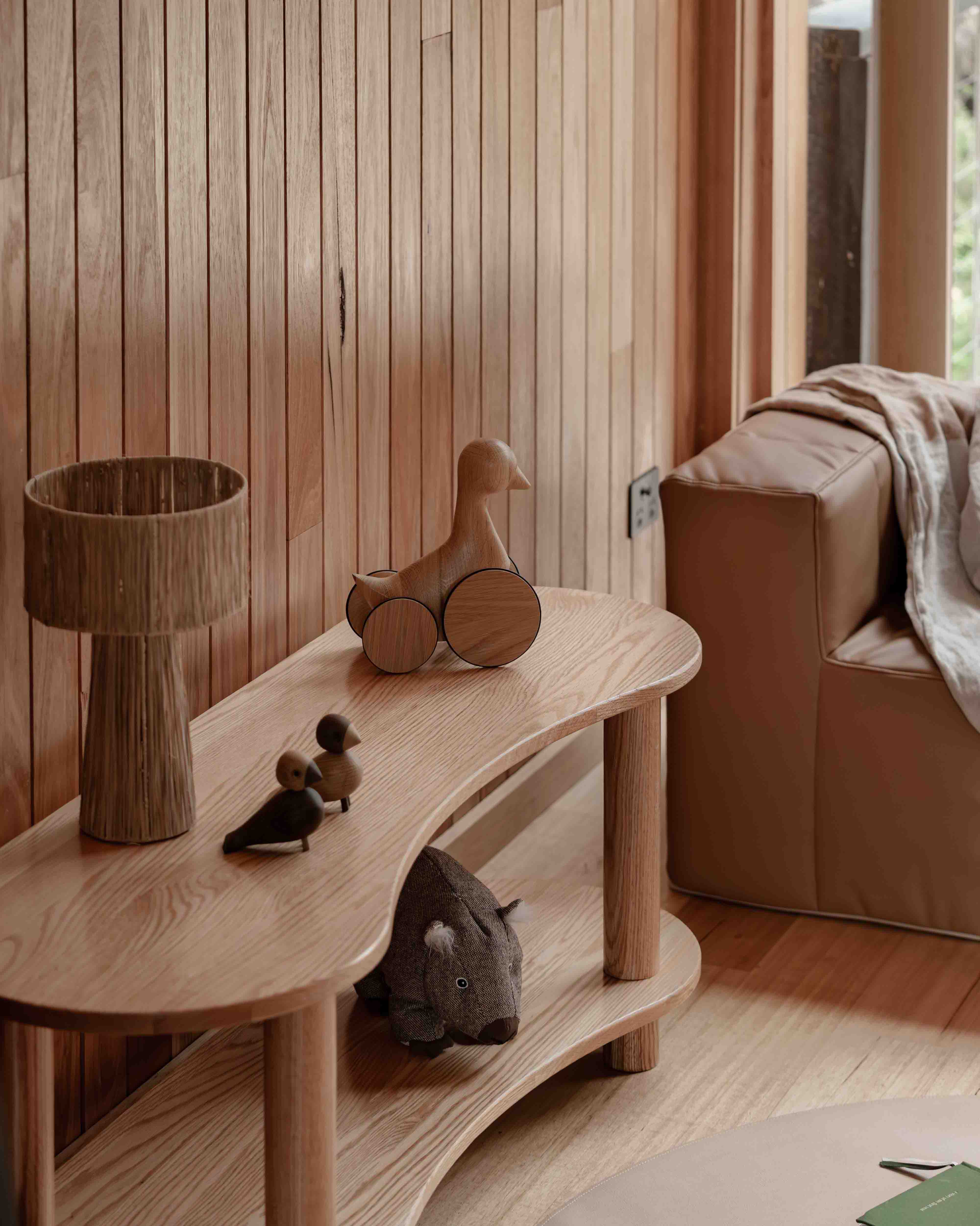 Leni Shelf Low – European Oak Two-Tier Storage for Early Childhood Spaces